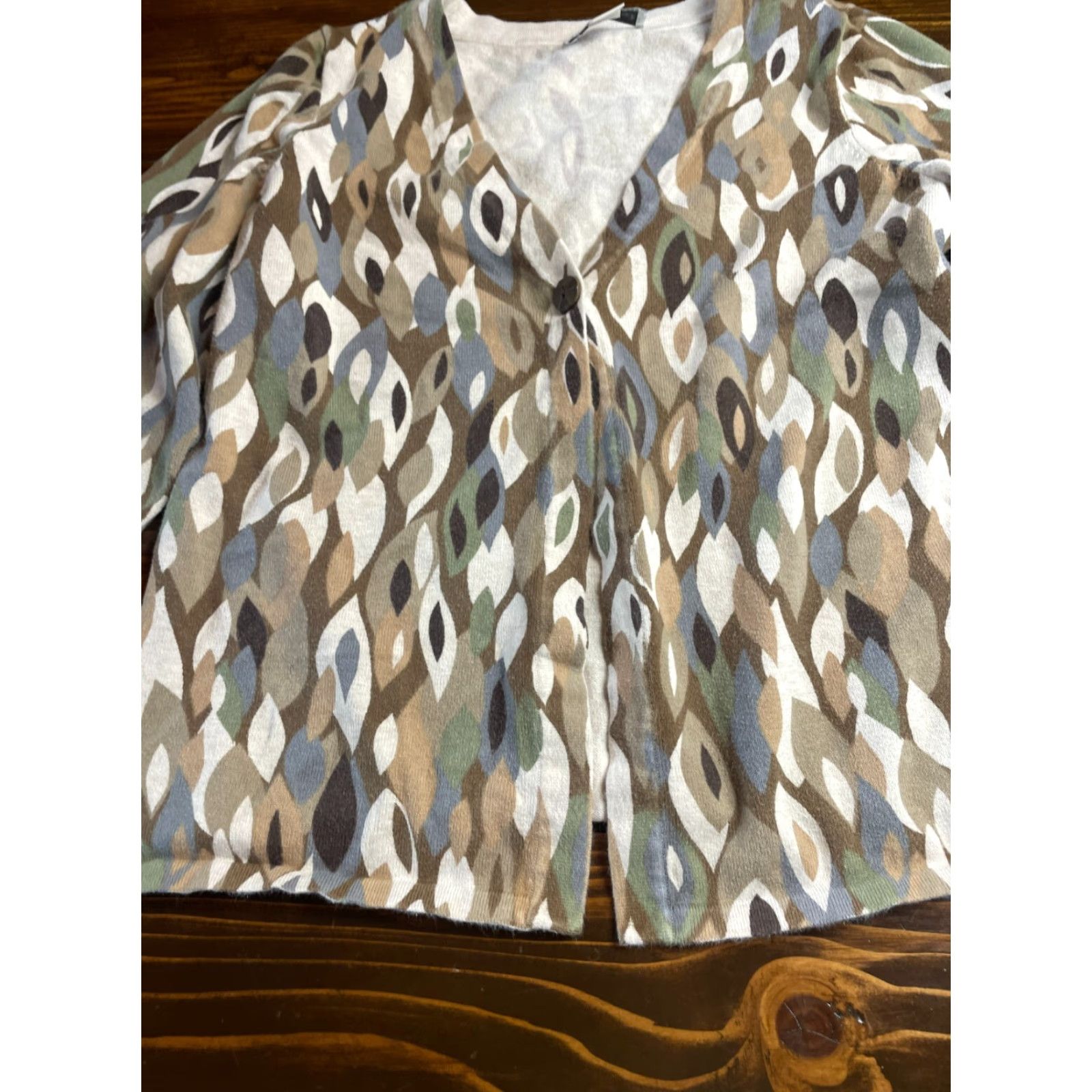 Vintage Christopher & Banks Sweater Women's Cardigan, Brown White, Size M, Knit, Long Sleeve, Regular Fit, Women, Vintage No Size M / US 6-8 / IT 42-44 - 4 Thumbnail