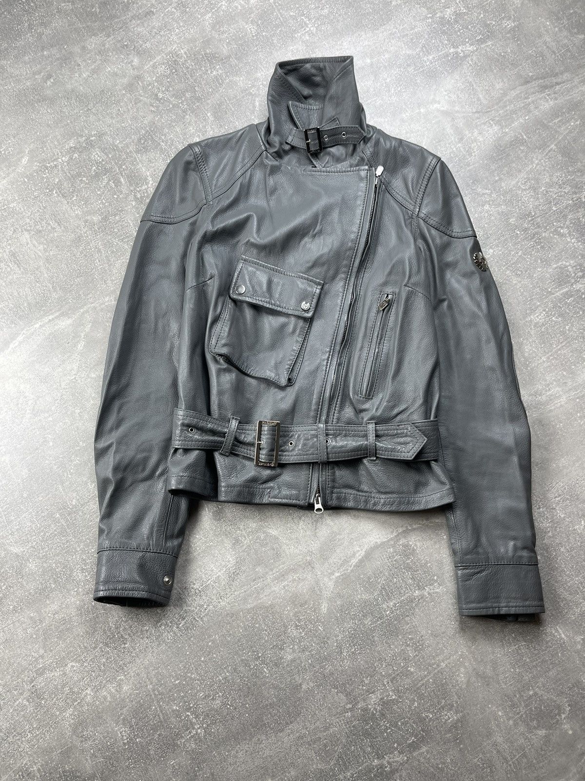 Belstaff Belstaff Gold Label Ladies Biker Belted Gray Leather Jacket Size S / US 4 / IT 40 - 2 Thumbnail