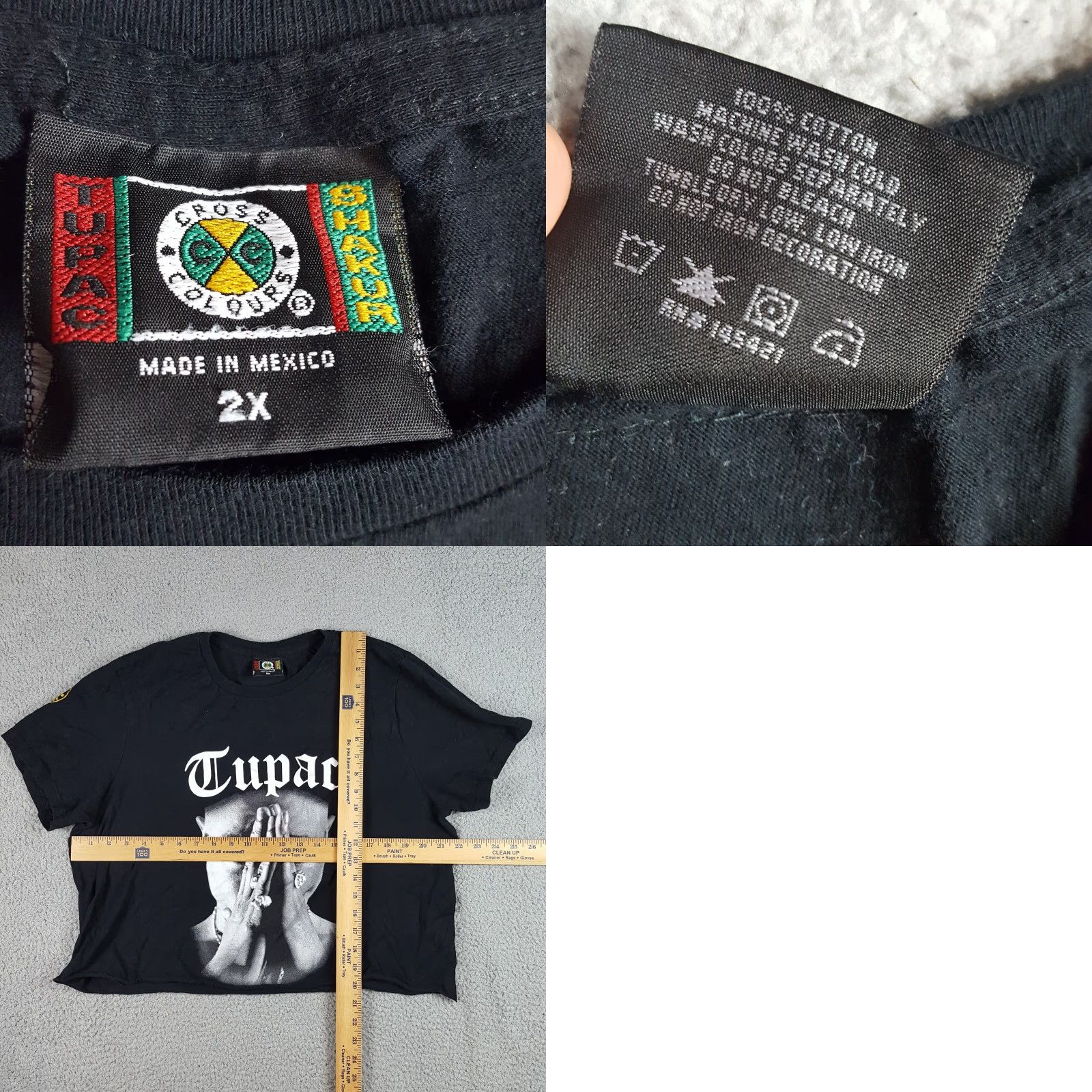 Vintage VINTAGE Cross Colours Tupac Shakur Cropped Rap Tee Size 2X Black Short Sleeve T Shirt Top Size XXL / US 16-18 / IT 52-54 - 8 Thumbnail