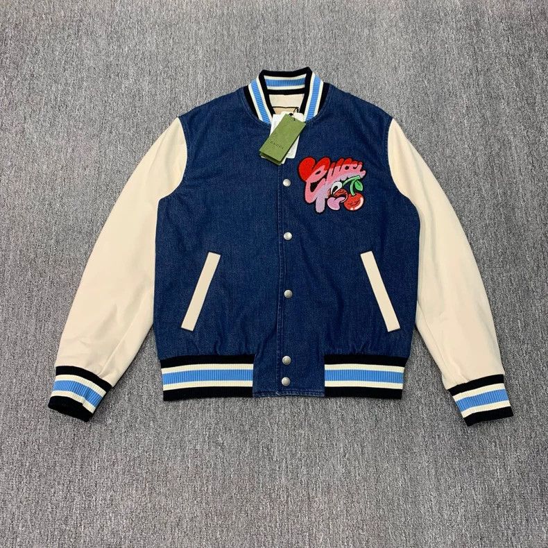 Gucci Gucci Blue denim cherry embroidered logo jacket 2503-Nextar Size US M / EU 48-50 / 2 - 1 Thumbnail