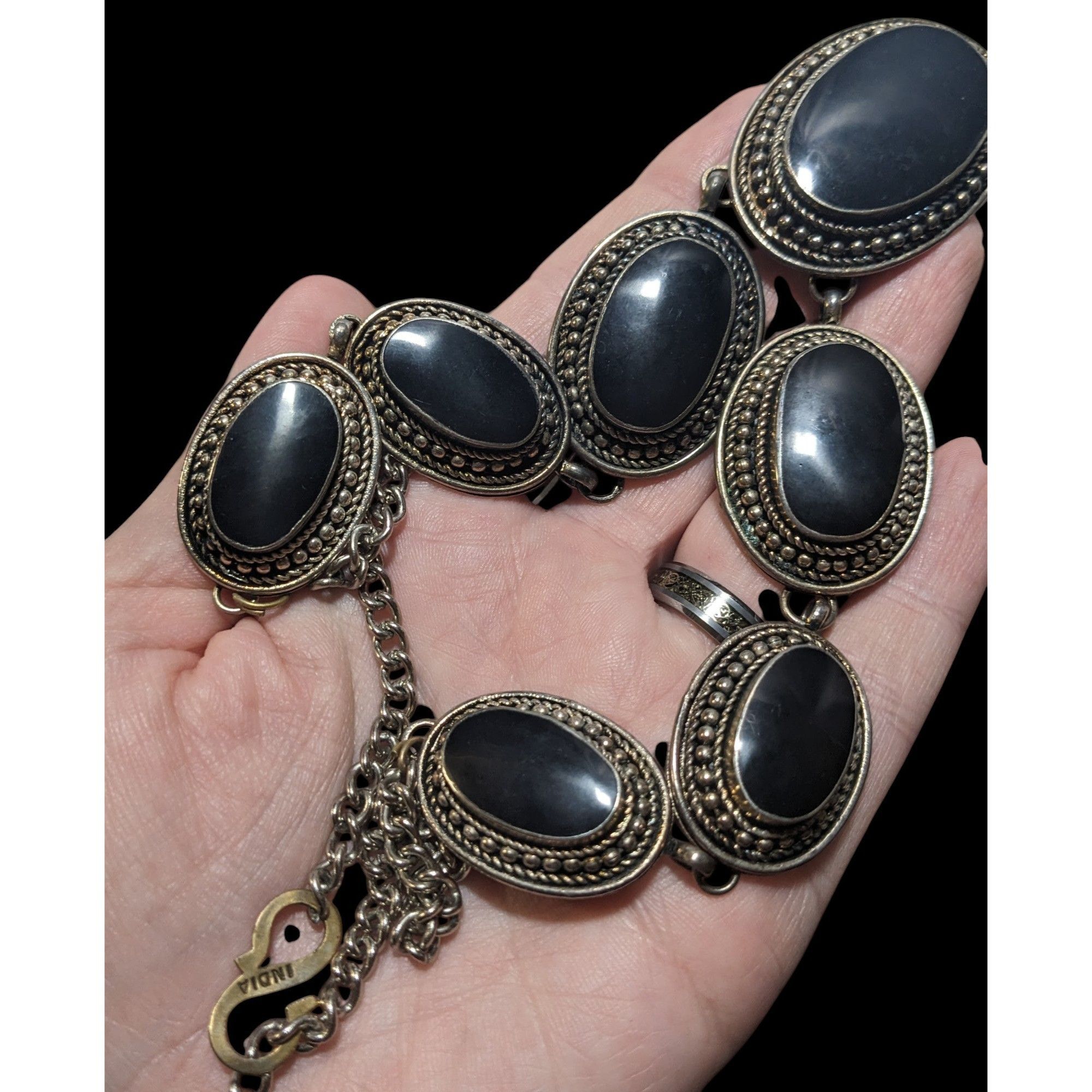 Other Black And Silver Enamel Cabochon Necklace Size ONE SIZE - 4 Thumbnail