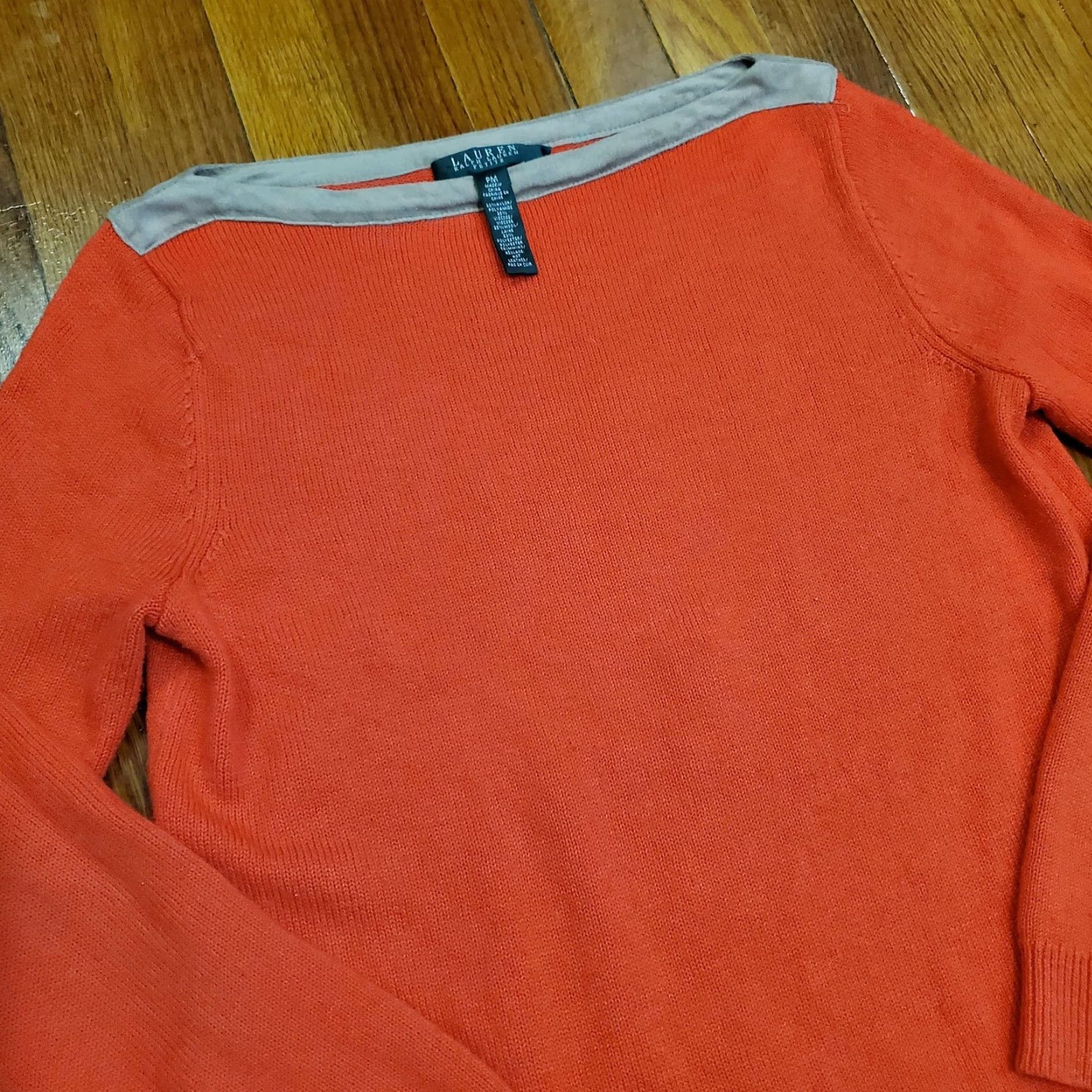 Ralph Lauren Lauren Ralph Lauren Sweater Womens Petite Medium Orange Boatneck Knit Trim Size M / US 6-8 / IT 42-44 - 5 Thumbnail