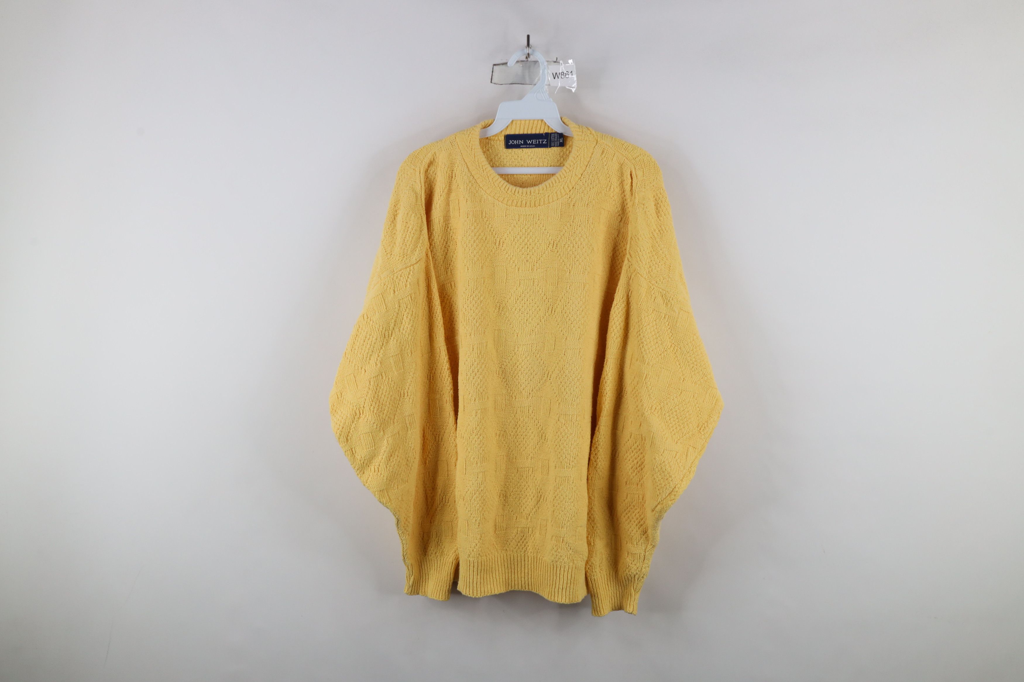 Vintage Vintage 90s Streetwear Knit Crewneck Sweater Yellow USA Size US XL / EU 56 / 4 - 1 Thumbnail