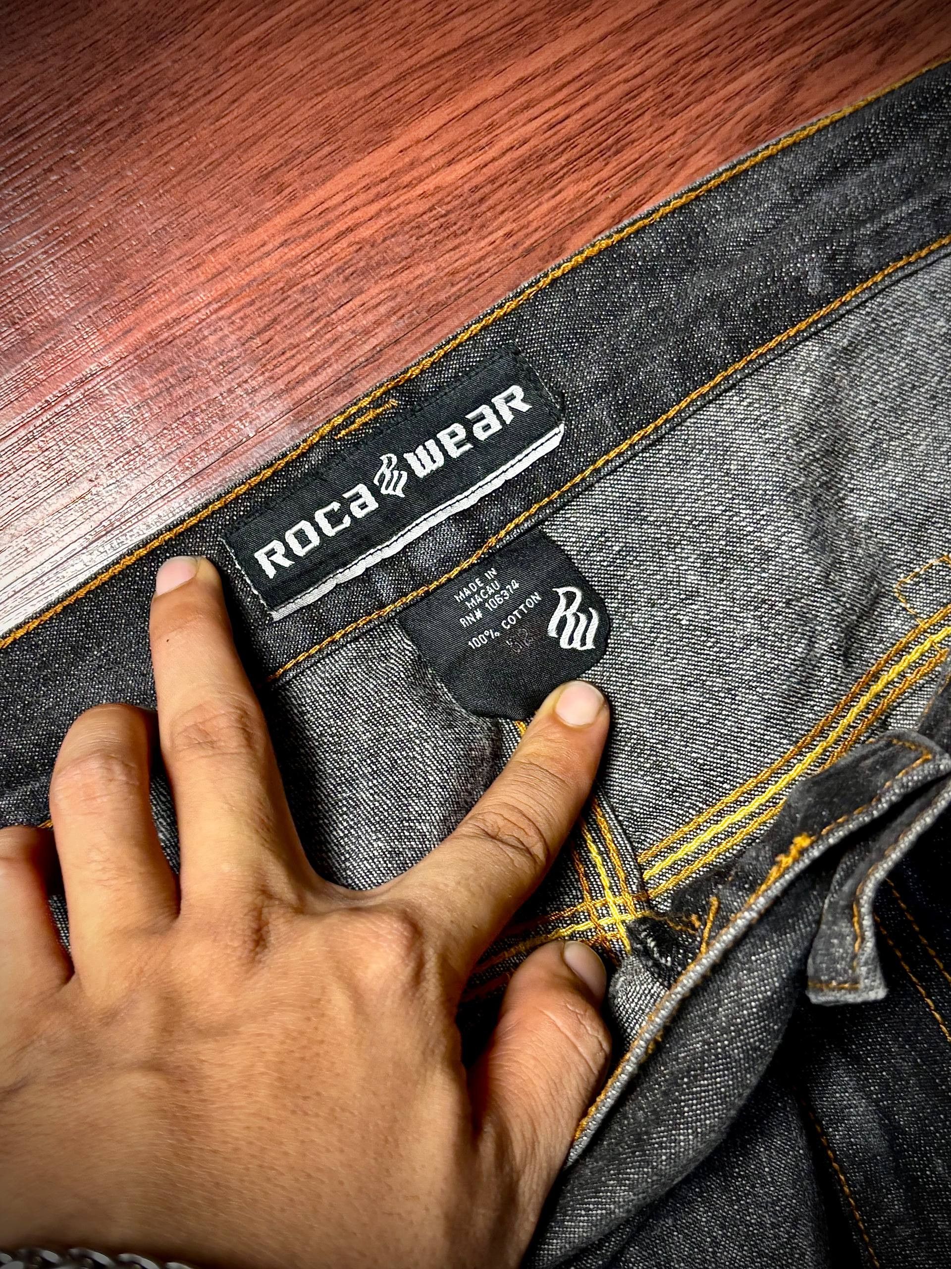 Rocawear Vintage 00s Roca wear Big R Black Wash Denim Pants Size US 44 / EU 60 - 7 Thumbnail