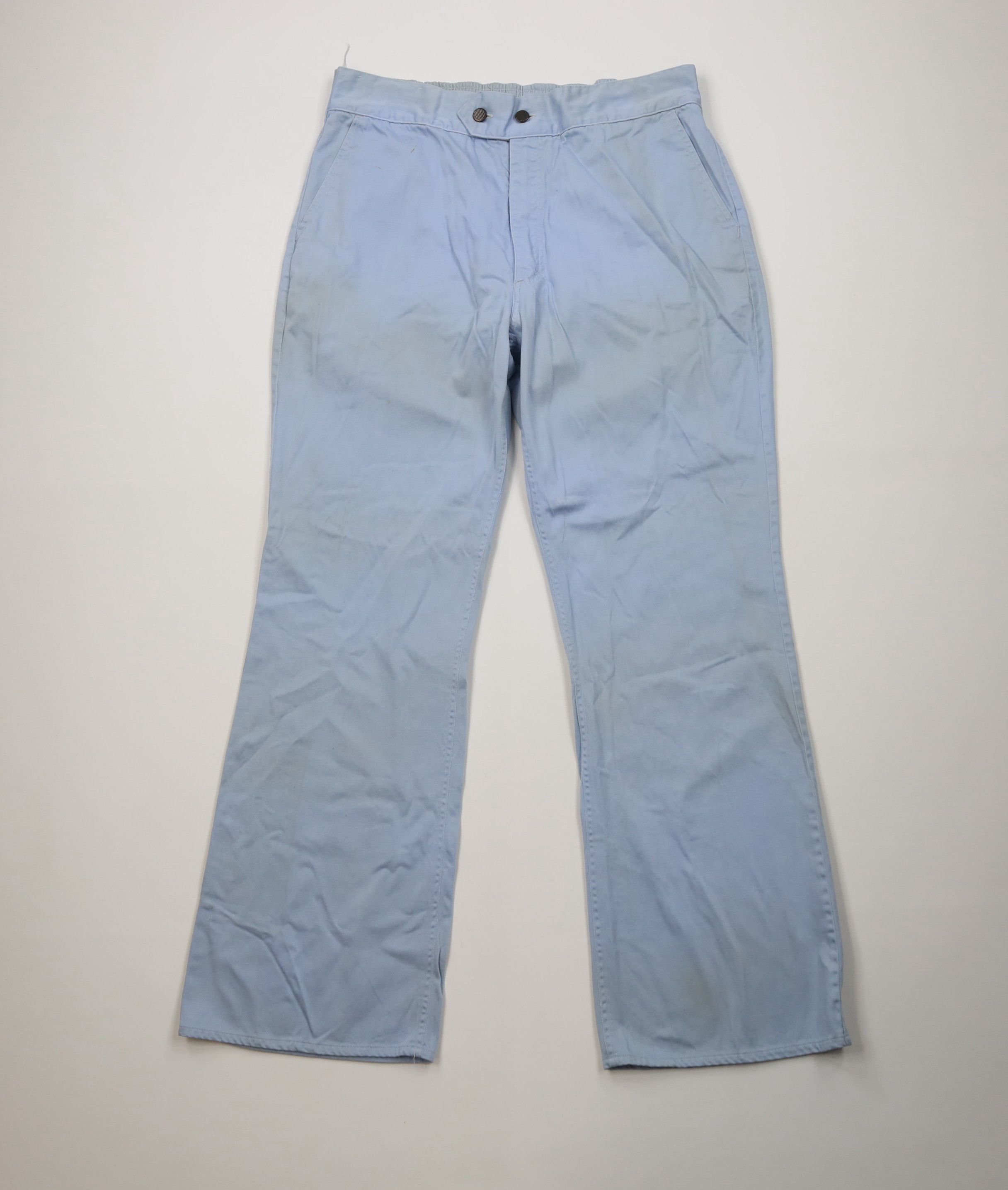 Vintage Vintage 70s Streetwear Bell Bottoms Pants Carolina Blue Size US 38 / EU 54 - 1 Thumbnail