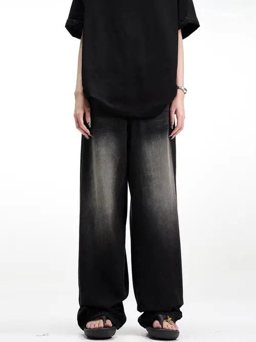 Japanese Brand × Jean Retro high street washed distressed wide leg jeans Size US 34 / EU 50 - 1 Thumbnail