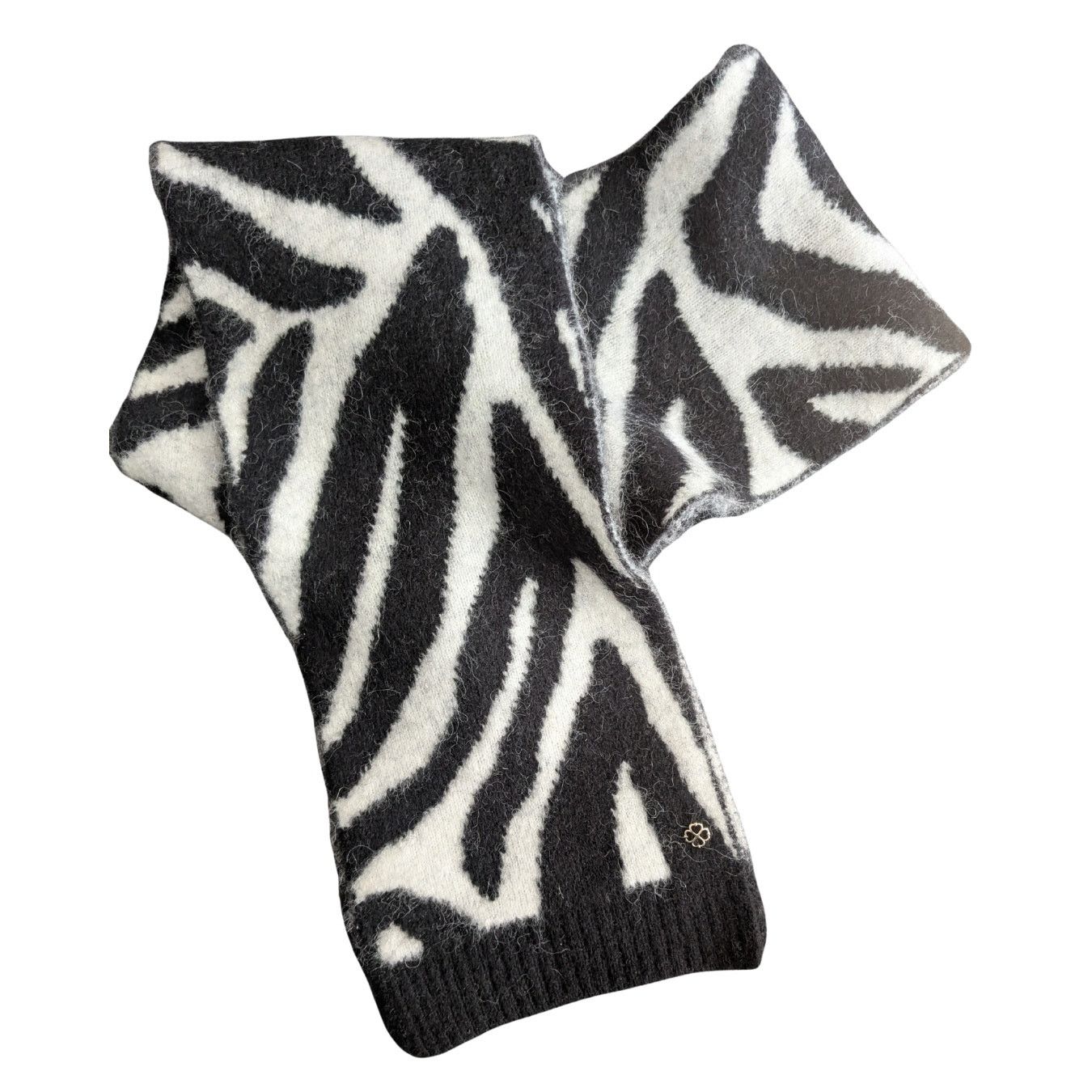 Kate Spade Kate Spade zebra pattern alpaca wool blend scarf black white Size ONE SIZE - 1 Thumbnail