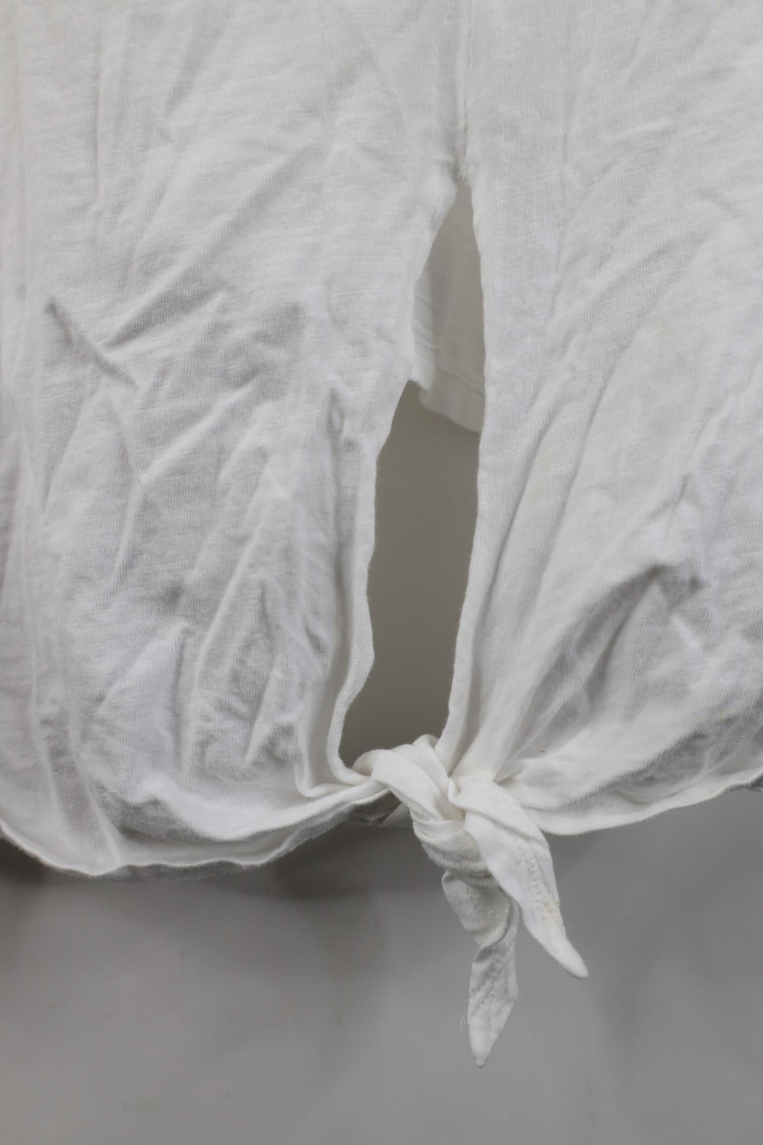 Vintage Eileen Fisher Organic Cotton Knit Tie Bottom T-Shirt White Size L / US 10 / IT 46 - 4 Thumbnail
