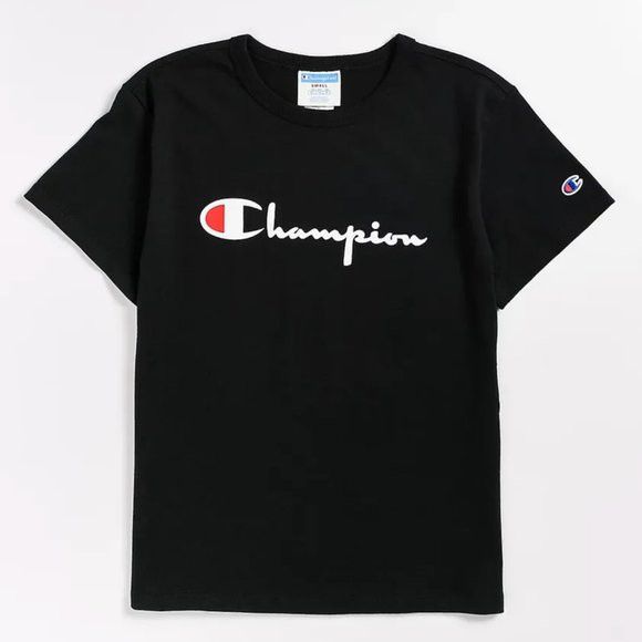 Champion Champion Black Script Logo Tee Shirt Size US S / EU 44-46 / 1 - 1 Thumbnail