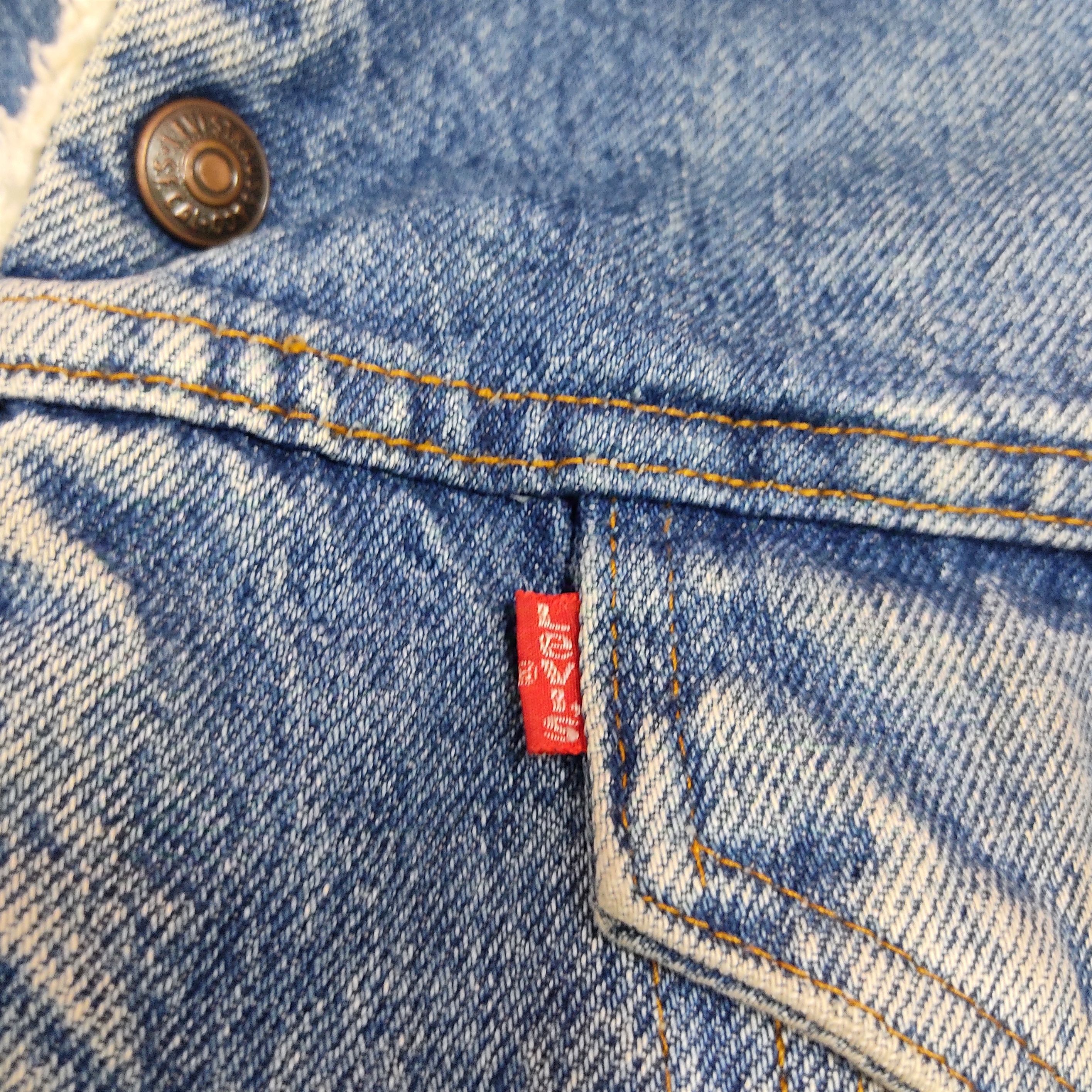 Levi's Vintage 80s Levi's Sherpa Lined Distressed Trucker Jacket Size US S / EU 44-46 / 1 - 6 Thumbnail