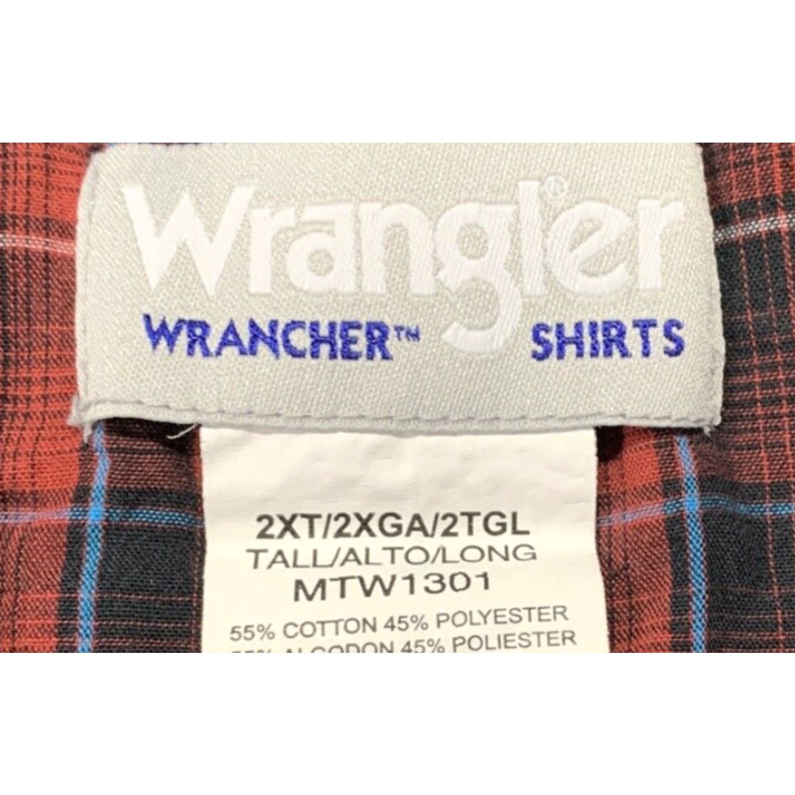 Wrangler Wrangler Wrancher Western Pearl Snap Long Sleeve Shirt Men’s 2XT Red Black Size US XXL / EU 58 / 5 - 6 Thumbnail