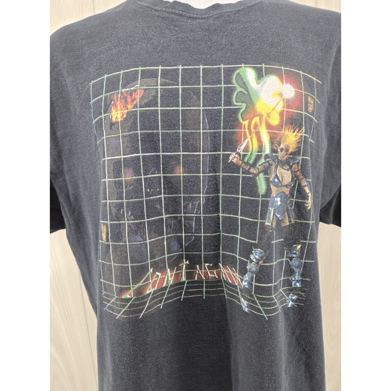 Gildan VINTAGE Contagan Band Shirt Black 2XL T-Shirt Mens Short Sleeve Distressed Graphic Contagan Band Shirt Size US XXL / EU 58 / 5 - 3 Thumbnail