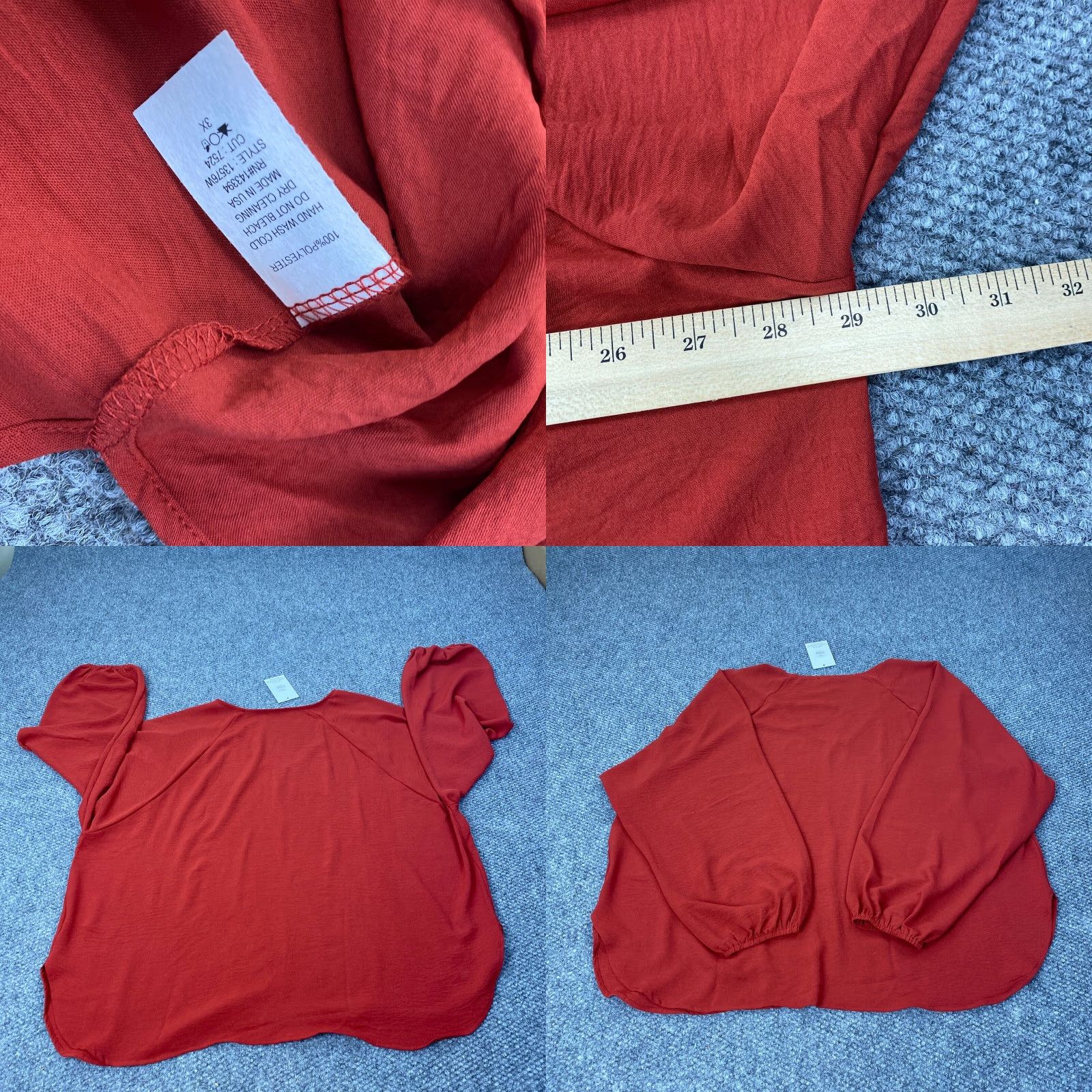 Vintage Cotton Beu Womens Shirt 3X Burnt Orange Long Sleeve Oversized Ballon Sleeve Blouse Shirt Casual Womens 3X Orange Size XXL / US 16-18 / IT 52-54 - 8 Thumbnail