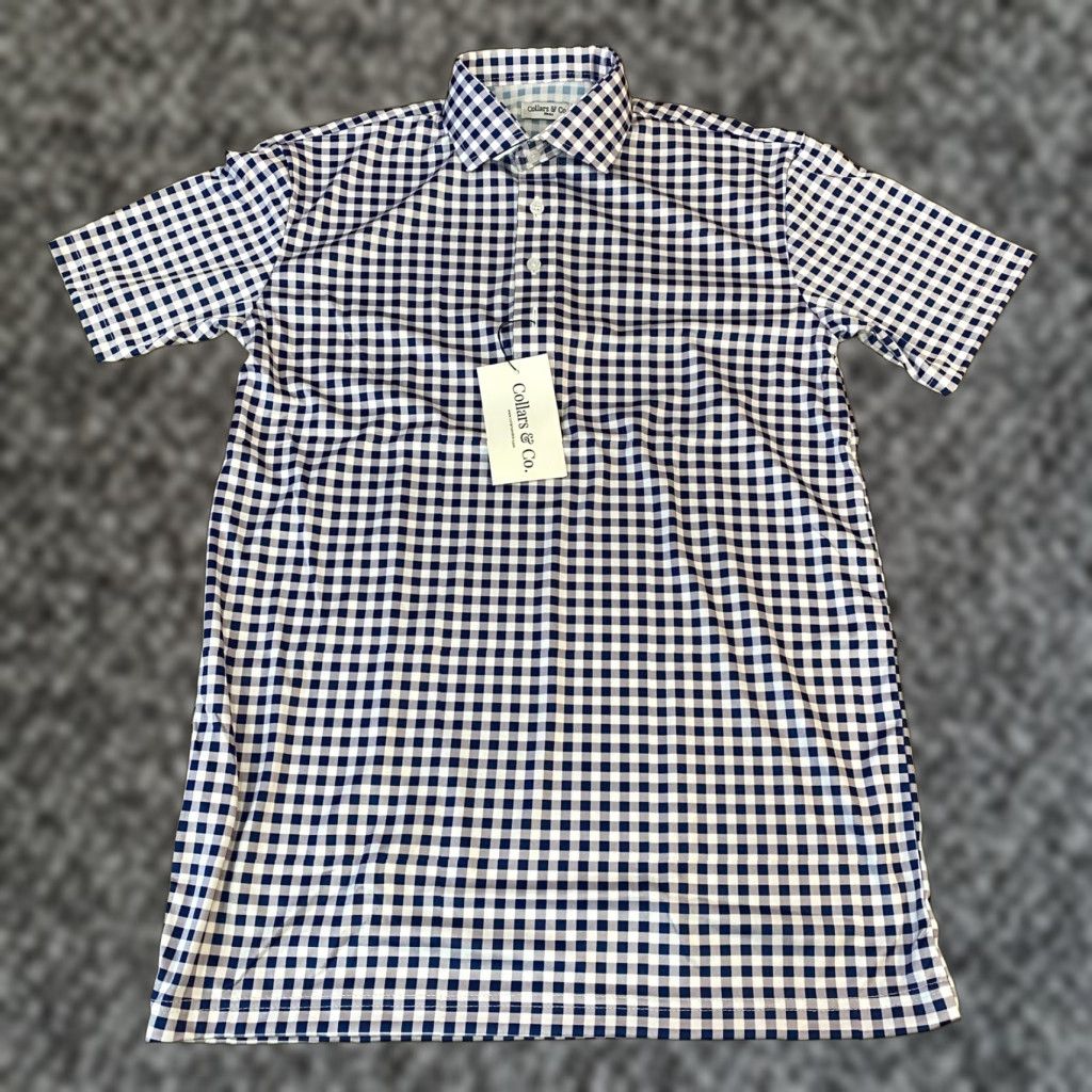CO Collars & Co Mens Small Gingham Short Sleeve Button Down Dress Collar Polo Shirt Size 36R - 1 Thumbnail