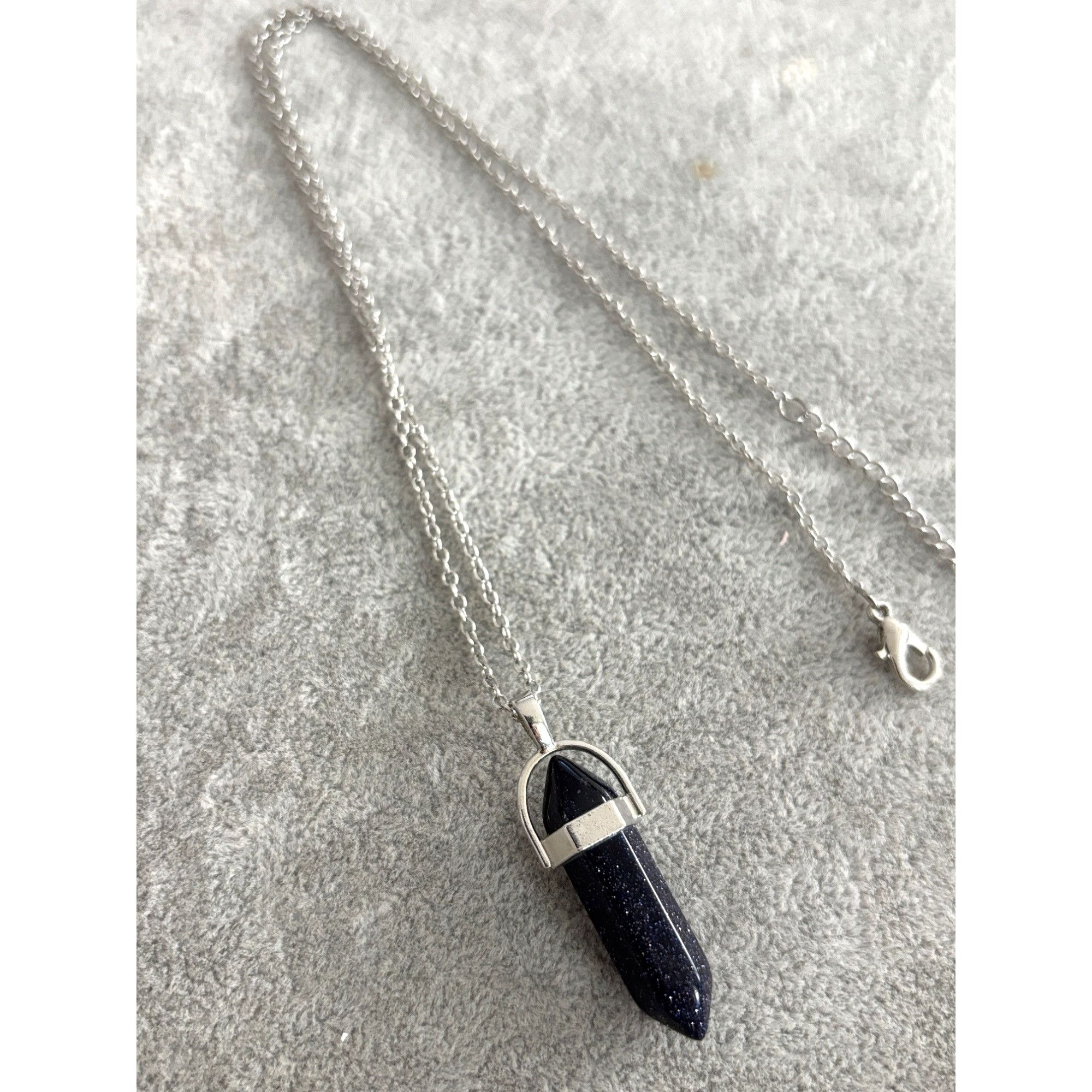 Other Blue Goldstone Pendant Necklace With Silver-Tone Chain Lobst Size ONE SIZE - 3 Thumbnail