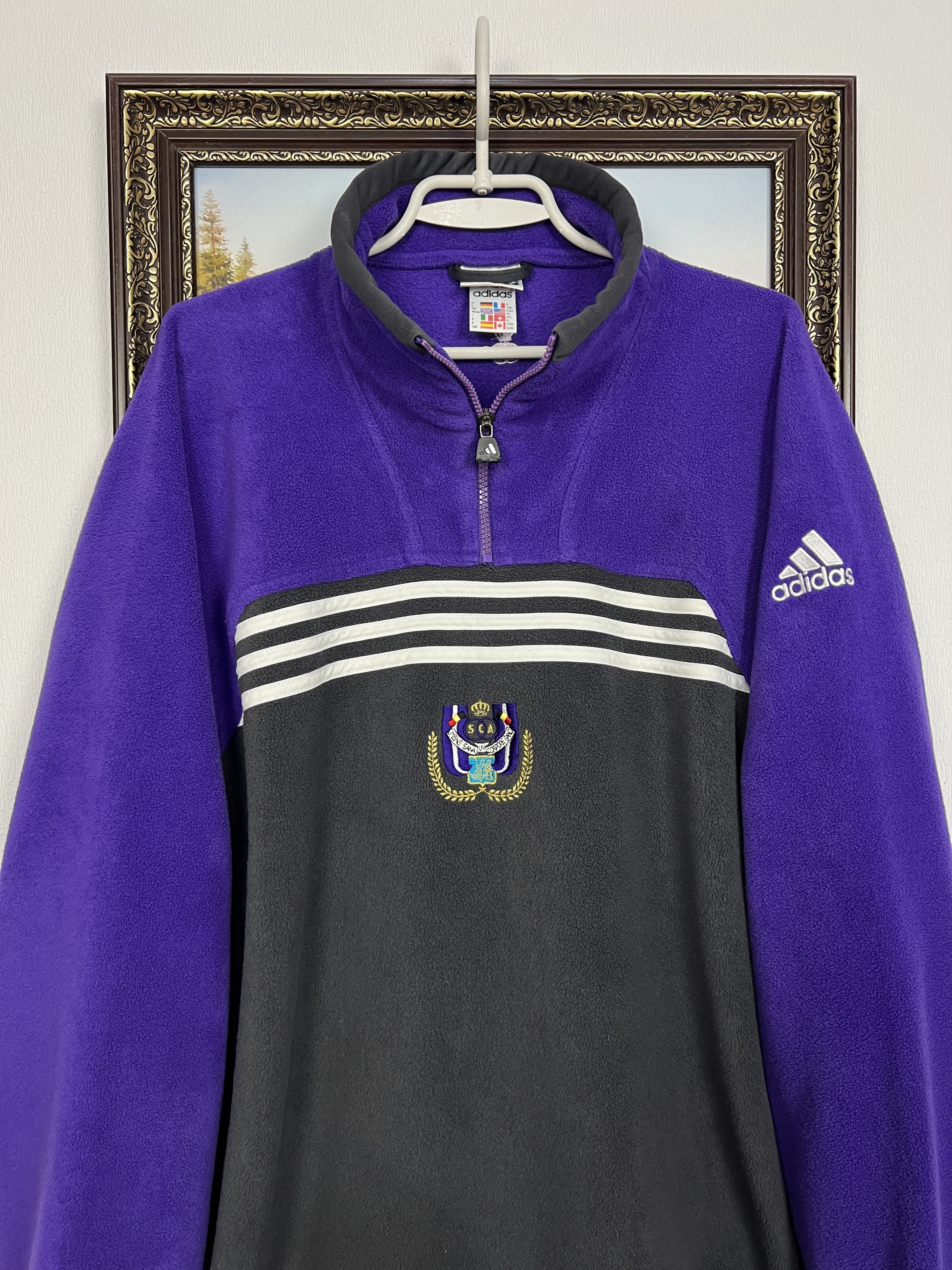 Adidas Vintage 90's Anderlecht Football Fleece Jacket Track Top Size US XL / EU 56 / 4 - 2 Thumbnail