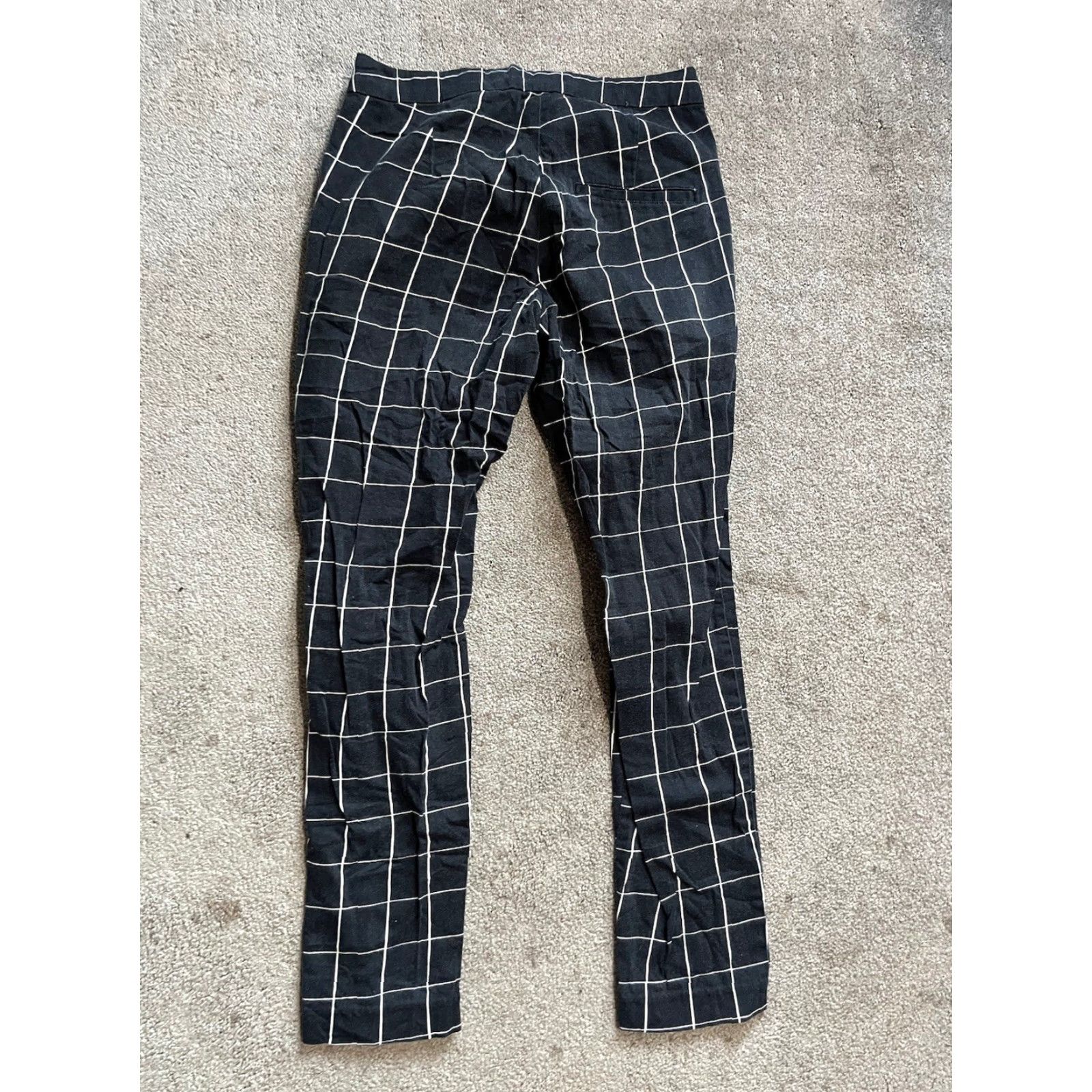 H&M H&M Women's Black Plaid Check Pants Size 4 Regular Ankle Dress Pants Size 27" / US 4 / IT 40 - 3 Thumbnail