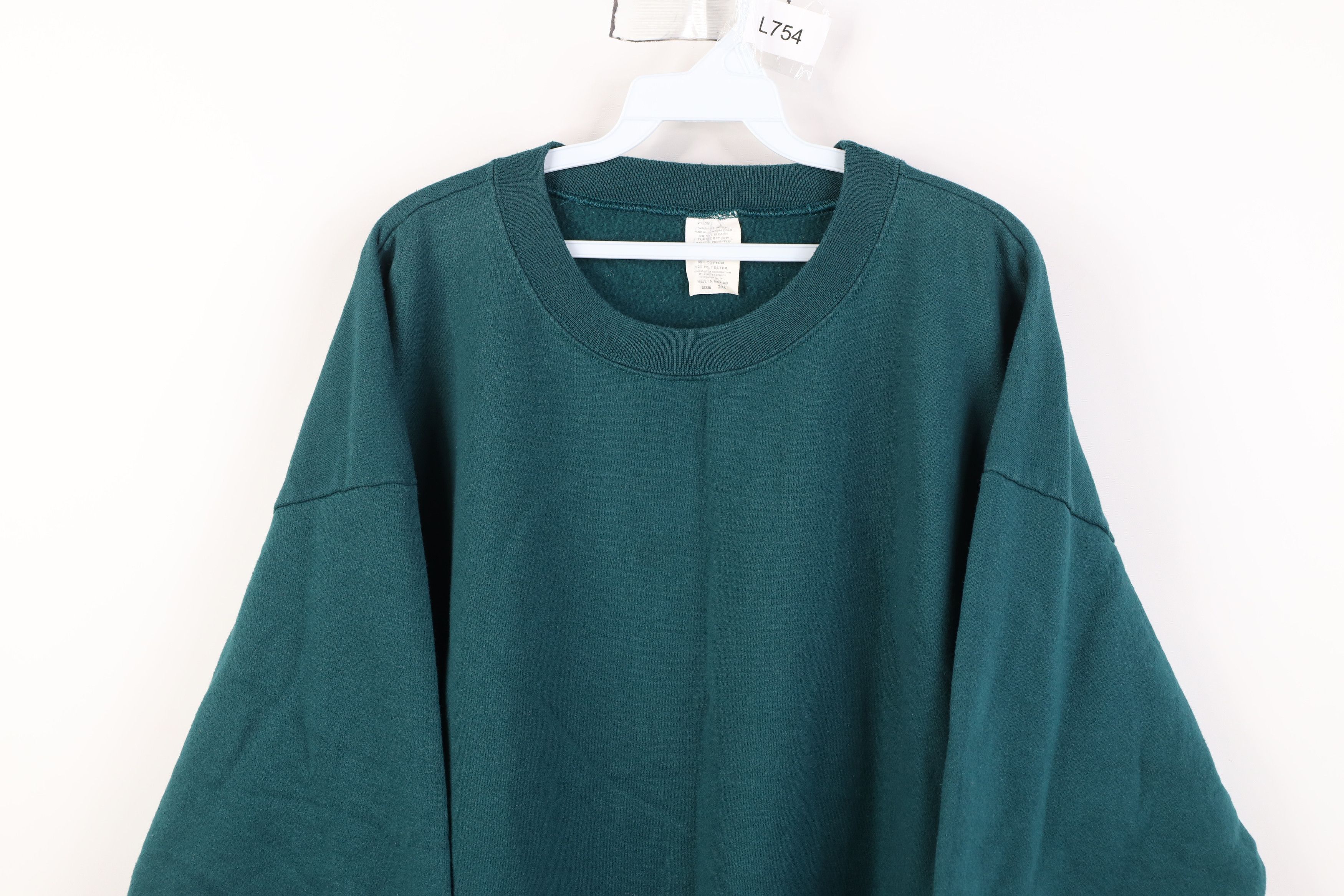 Vintage Vintage 90s Streetwear Faded Blank Crewneck Sweatshirt Green Size US XXL / EU 58 / 5 - 2 Thumbnail