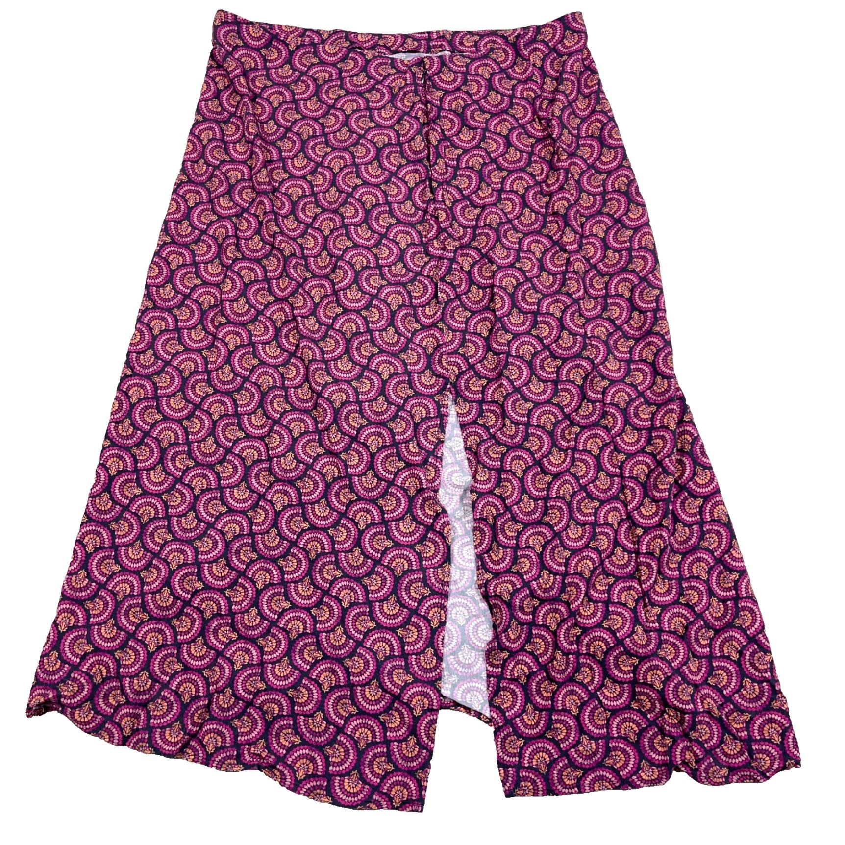 Marine Layer Marine Layer Ryan Skirt Women 12 Purple Fan Print Boho Geometric Midi Slip Size 34" / US 12 / IT 48 - 2 Thumbnail