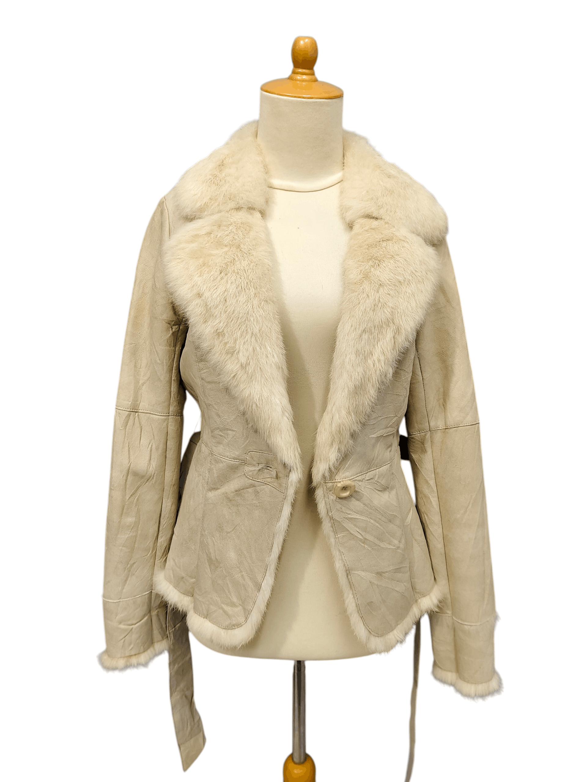 Japanese Brand 2000s Au Petit Matin🇯🇵 Boutique Belted Rabbit Fur Leather Size M / US 6-8 / IT 42-44 - 1 Thumbnail