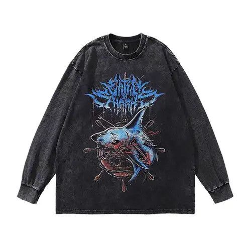 VIBE Street Vintage Hip Hop Printed Washed Long Sleeve T-Shirt Size US XL / EU 56 / 4 - 1 Thumbnail