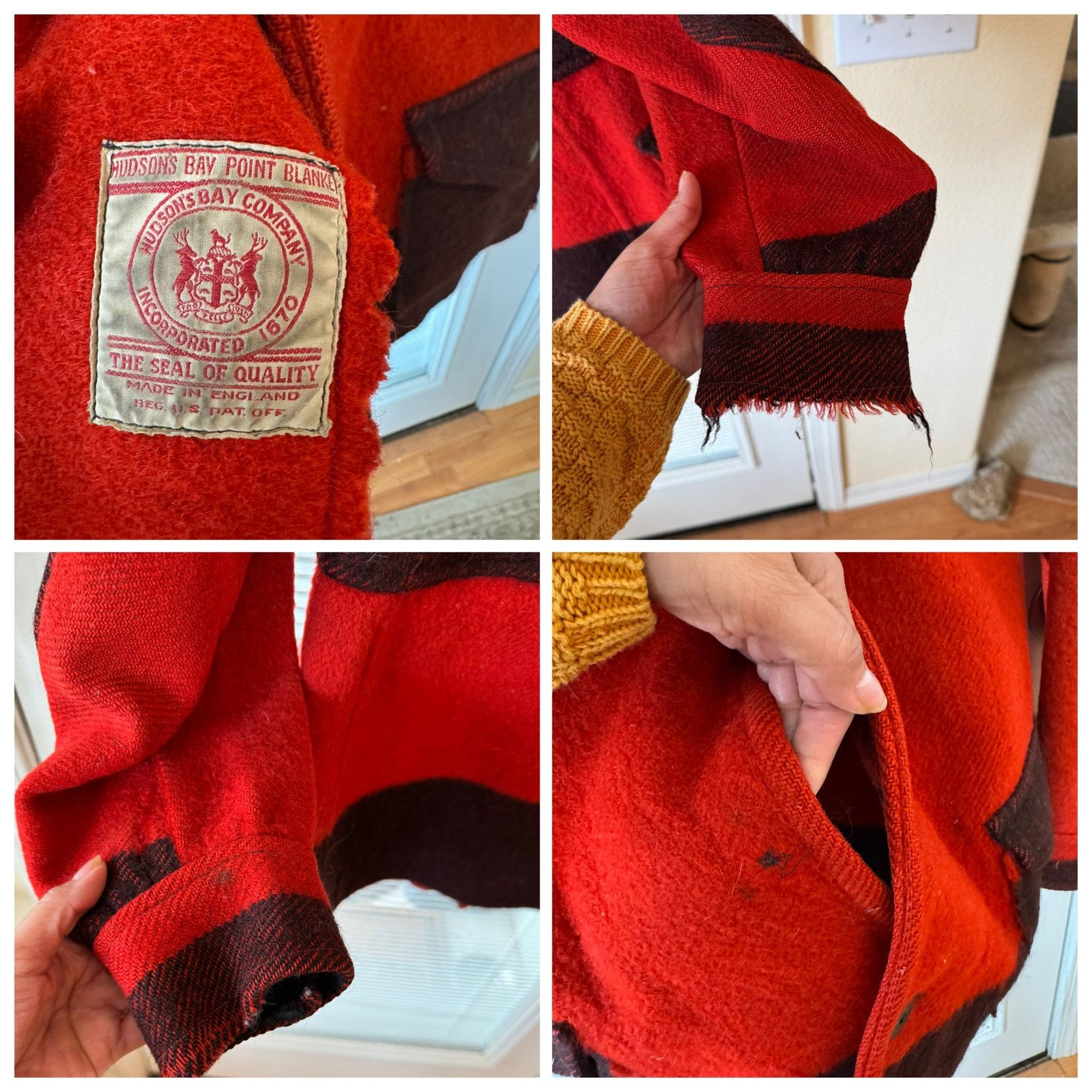 Hudsons Bay Vintage 1940s Hudson's Bay point blanket wool jacket S/XS Size US XS / EU 42 / 0 - 19 Thumbnail