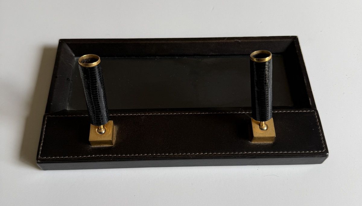 Gucci Vintage Gucci Dual Pen Holder Desk Set | Leather & Lizard Size ONE SIZE - 6 Thumbnail
