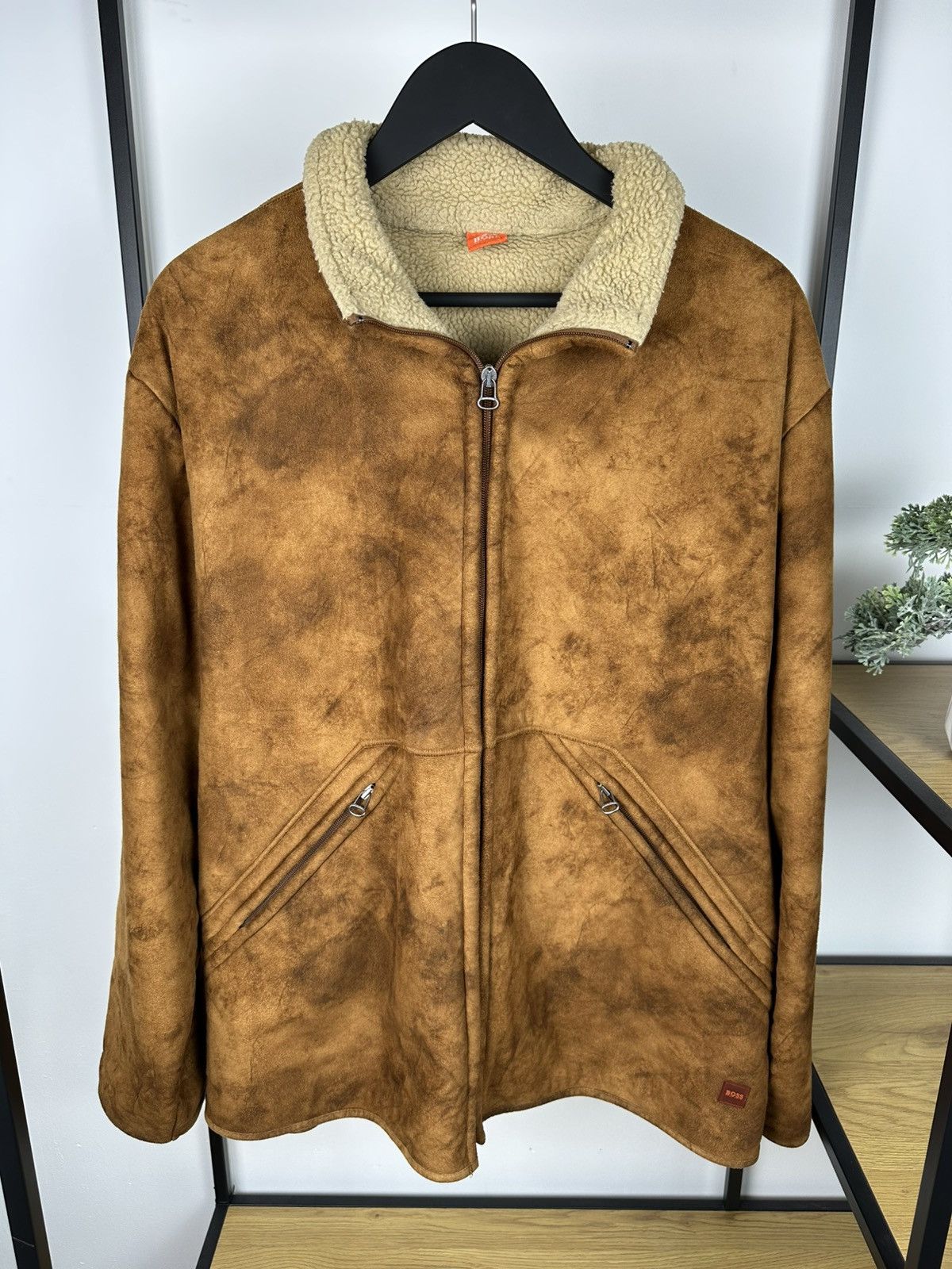 Hugo × Hugo Boss × Vintage HUGO BOSS Tan Faux Sheepskin Fleece Jacket B3 Style Coat Men Size US XXL / EU 58 / 5 - 1 Thumbnail