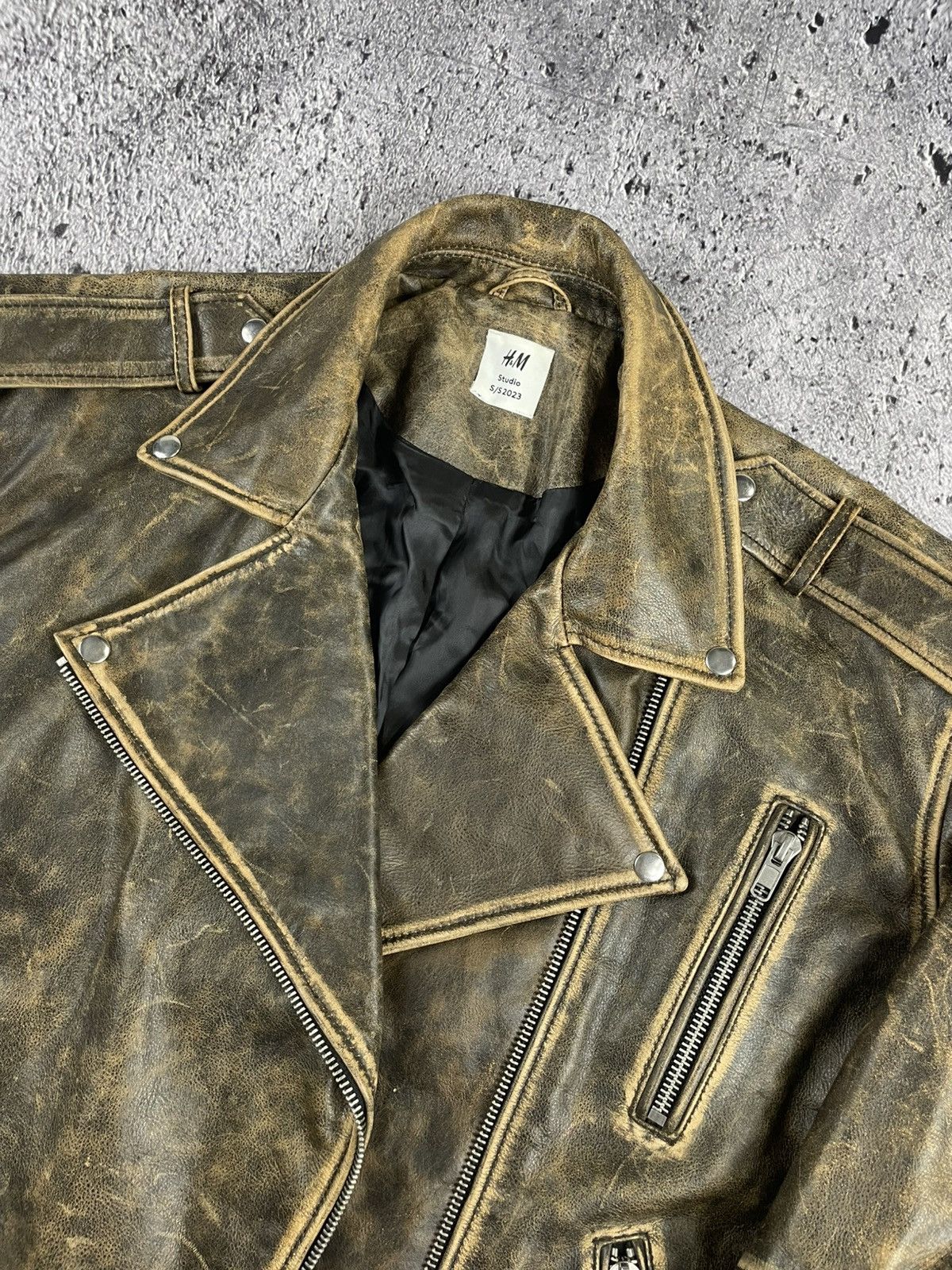 H&M × Leather Jacket H&M Studio SS23 Brown Leather Oversize