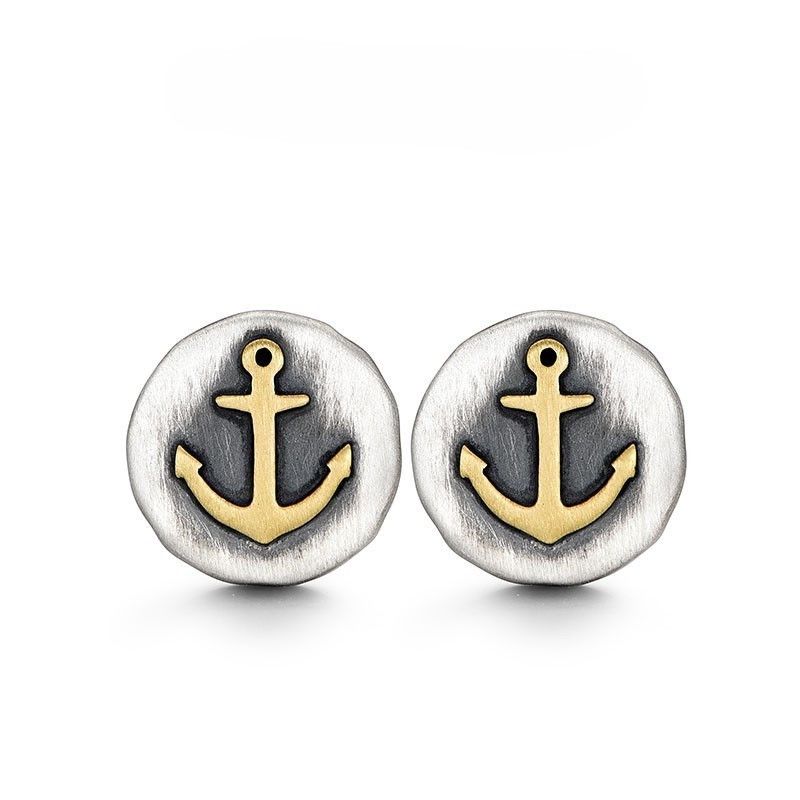 Jewelry Sailor ship anchor Dark Earrings One Pairs Chrome Jewelry Size ONE SIZE - 1 Thumbnail