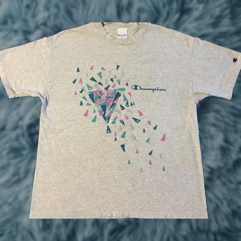 Champion VINTAGE Champion Shirt XL Gray 90s 80s Vaporwave Art Surf Skate Grunge USA Size US XL / EU 56 / 4 - 1 Thumbnail