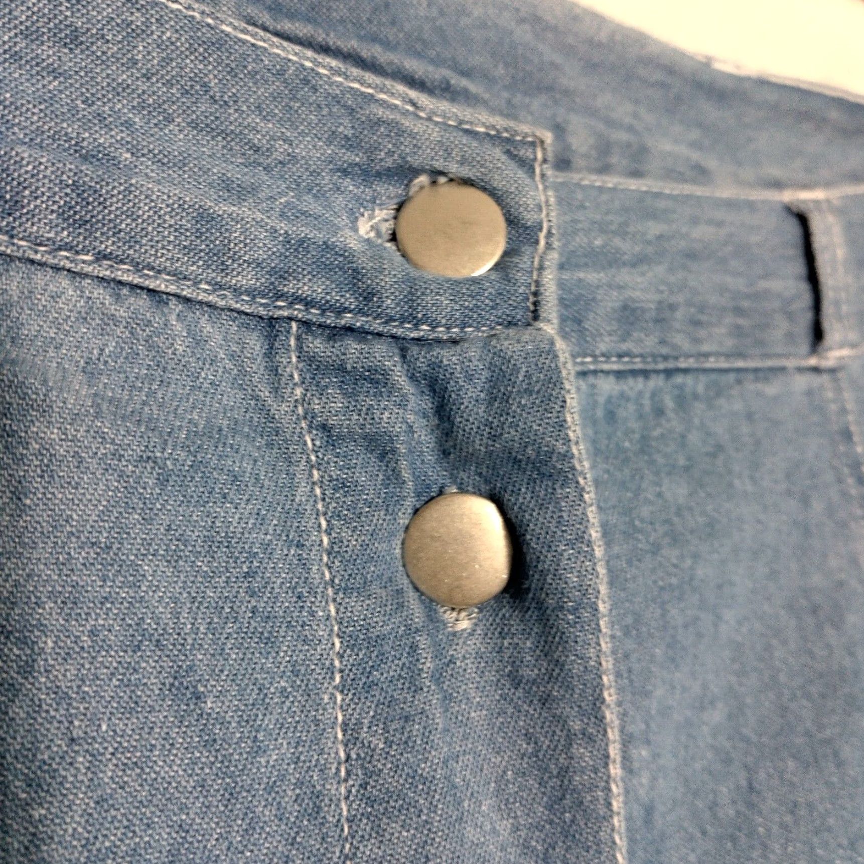 Denime VINTAGE Denim Republic Women's Long Chambray Skirt L Blue A-Line Casual Modest 90s Size 36" / US 14 / IT 50 - 7 Thumbnail