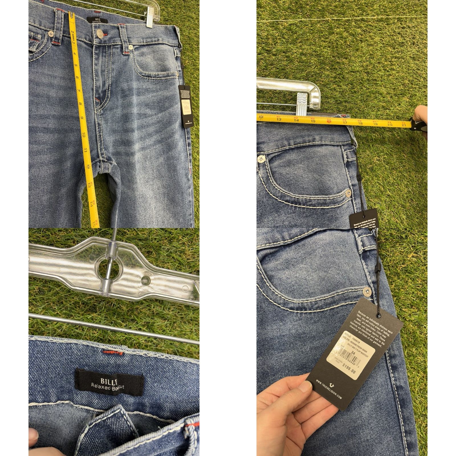 True Religion True Religion Jeans Mens 34x32 Billy Relaxed Bootcut Denim 700519 NWT Blue Leather Logo Pocket Zipper 5-Pocket Casual Classic Regular Mens Jeans Size US 34 / EU 50 - 8 Thumbnail
