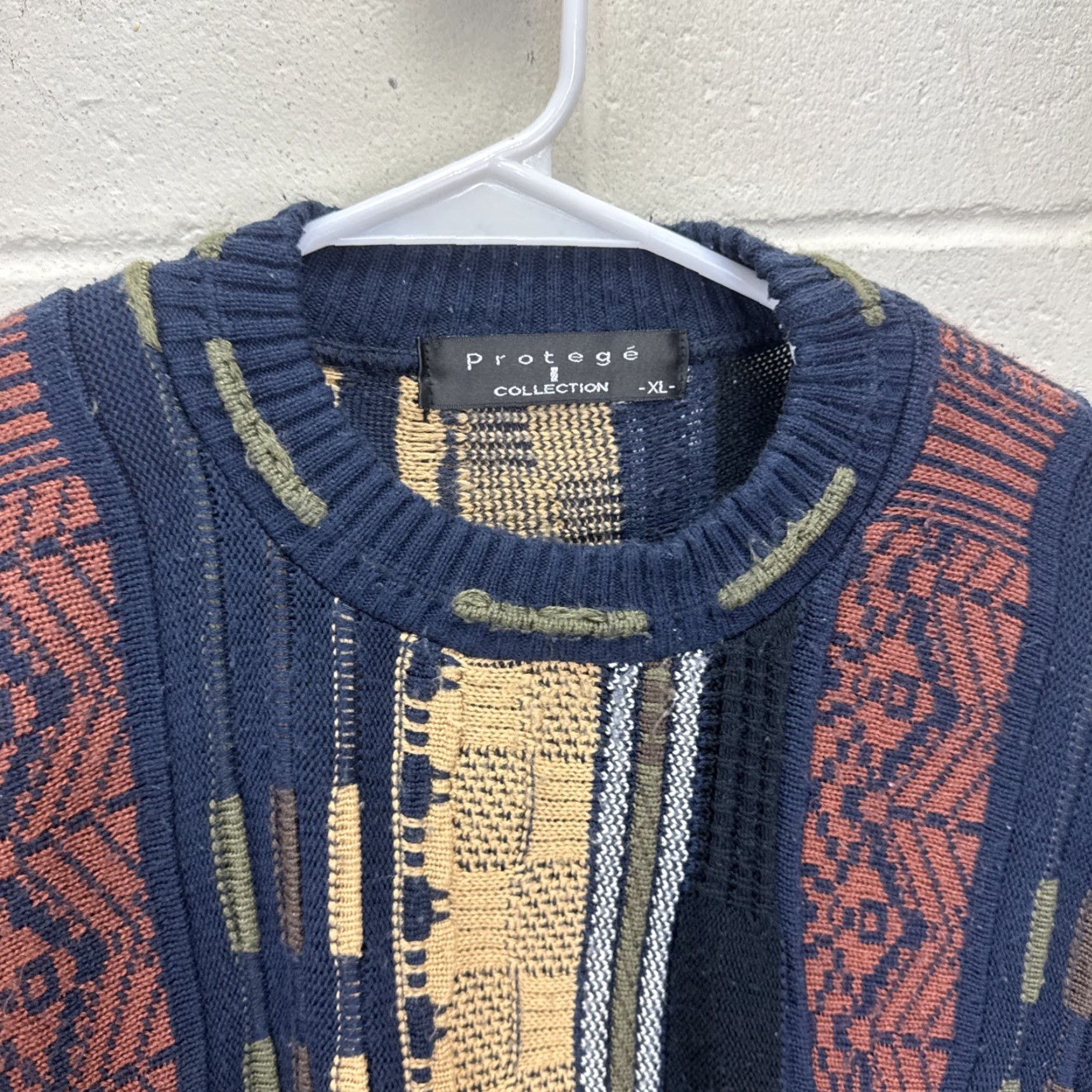 Coogi Vintage Protege 3D Coogi Style Knit Crewneck Sweater Men XL Blue Tan Pullover Size US XL / EU 56 / 4 - 3 Thumbnail