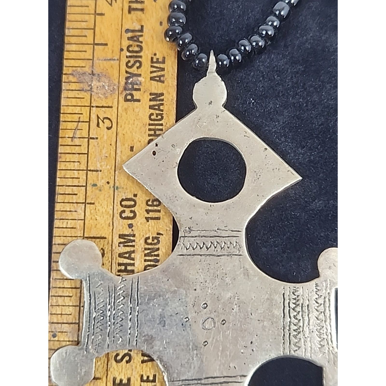 Other Handmade Tuareg Agadez Cross Pendant Black Beads Necklace Size ONE SIZE - 3 Thumbnail