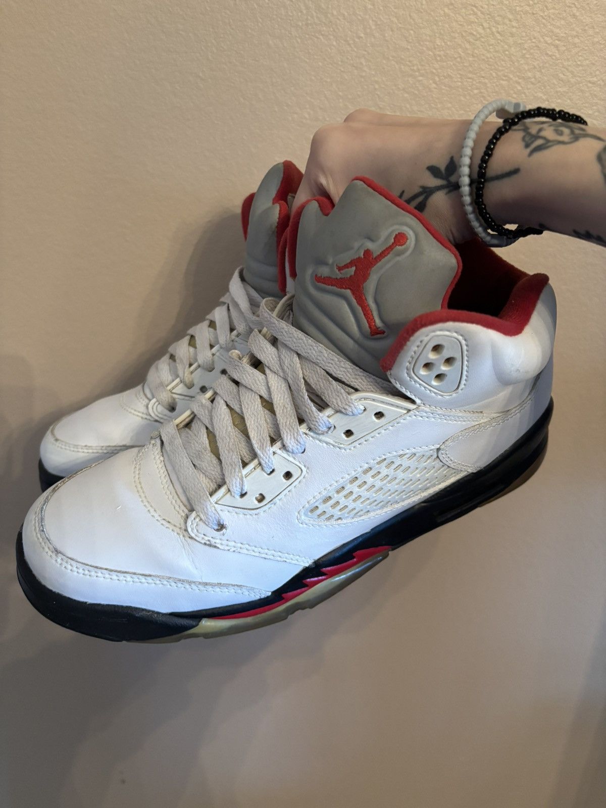 Jordan Brand Air Jordan 5 Retro GS 'White Fire Red' 2013 Size US 5.5 / EU 38 - 6 Thumbnail