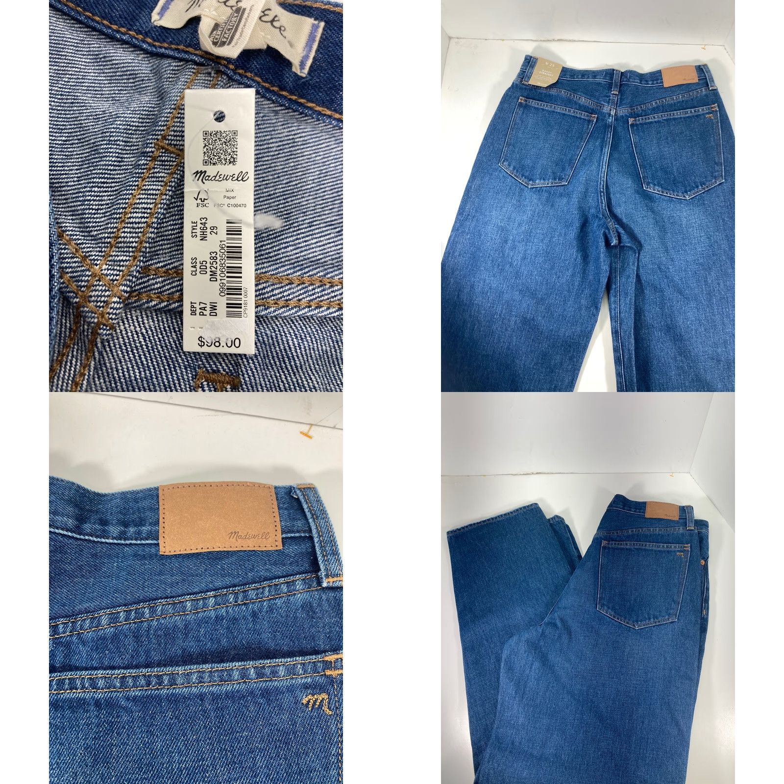Madewell VINTAGE Madewell Baggy Jeans Women 29x33 Blue Denim Straight Leg Medium Wash NWT Size 29" - 8 Thumbnail