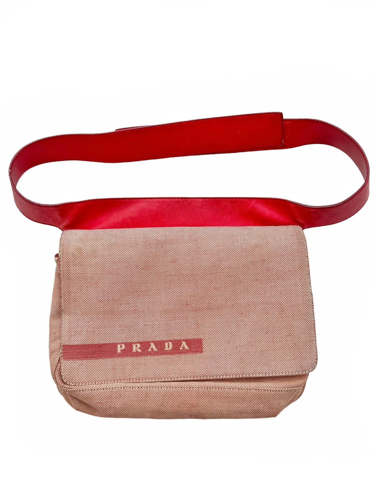 Prada 1999 Canvas Khaki Red Waist Bag | Grailed 