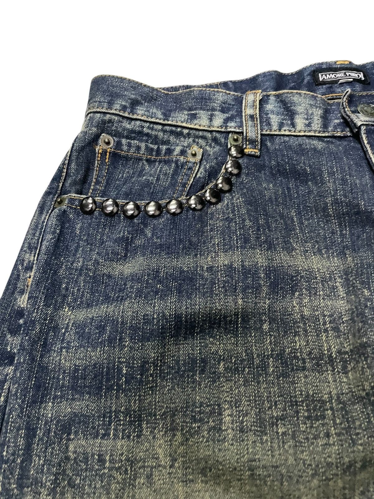 Designer × Japanese Brand Amore Puro Japan Stone Mud Wash Studded Loose Jeans Size US 30 / EU 46 - 5 Thumbnail
