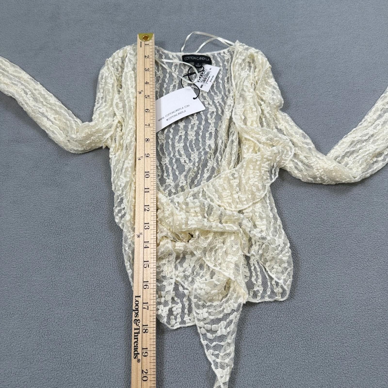 Other NWT Cotton Candy LA Lace Wrap Top S Womens Vanilla Sheer Tie Size S / US 4 / IT 40 - 6 Thumbnail