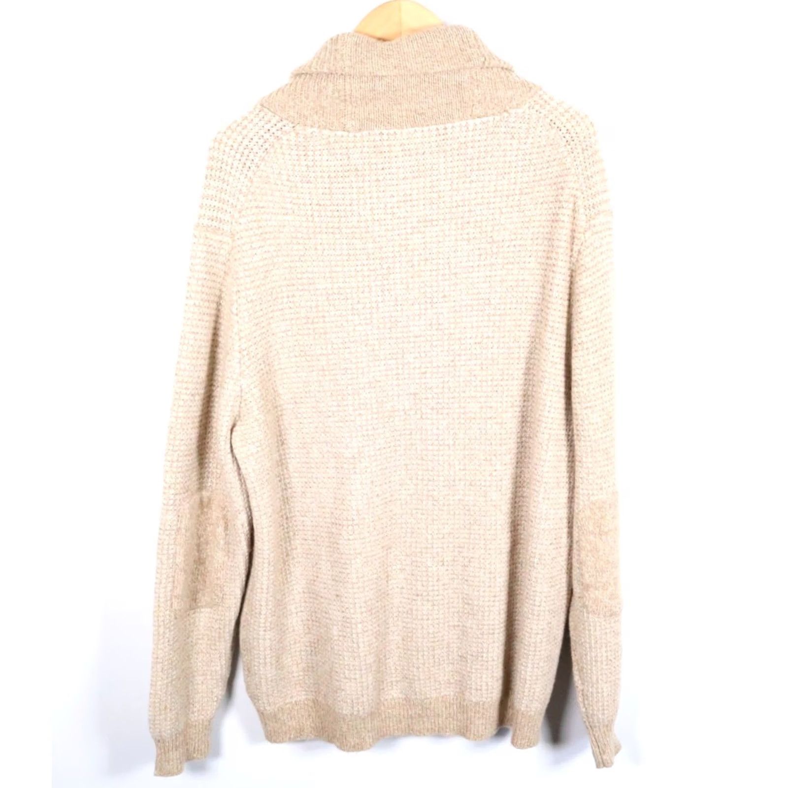 Tasso Elba Tasso Elba Lambs Wool Cardigan Sweater Men's XL Beige Chunky Shawl Collar 90s Dad Retro Size US XL / EU 56 / 4 - 2 Thumbnail