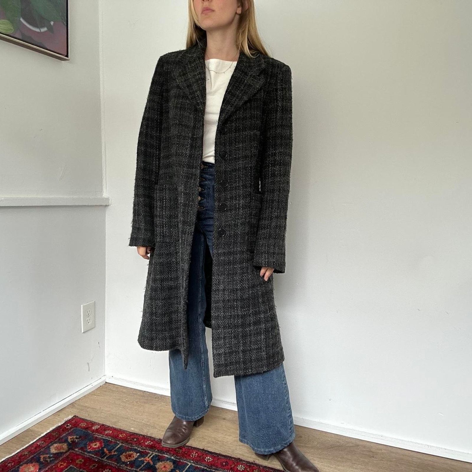 United Colors Of Benetton Of Benetton Longline Wool Coat (S) Size S / US 4 / IT 40 - 2 Thumbnail