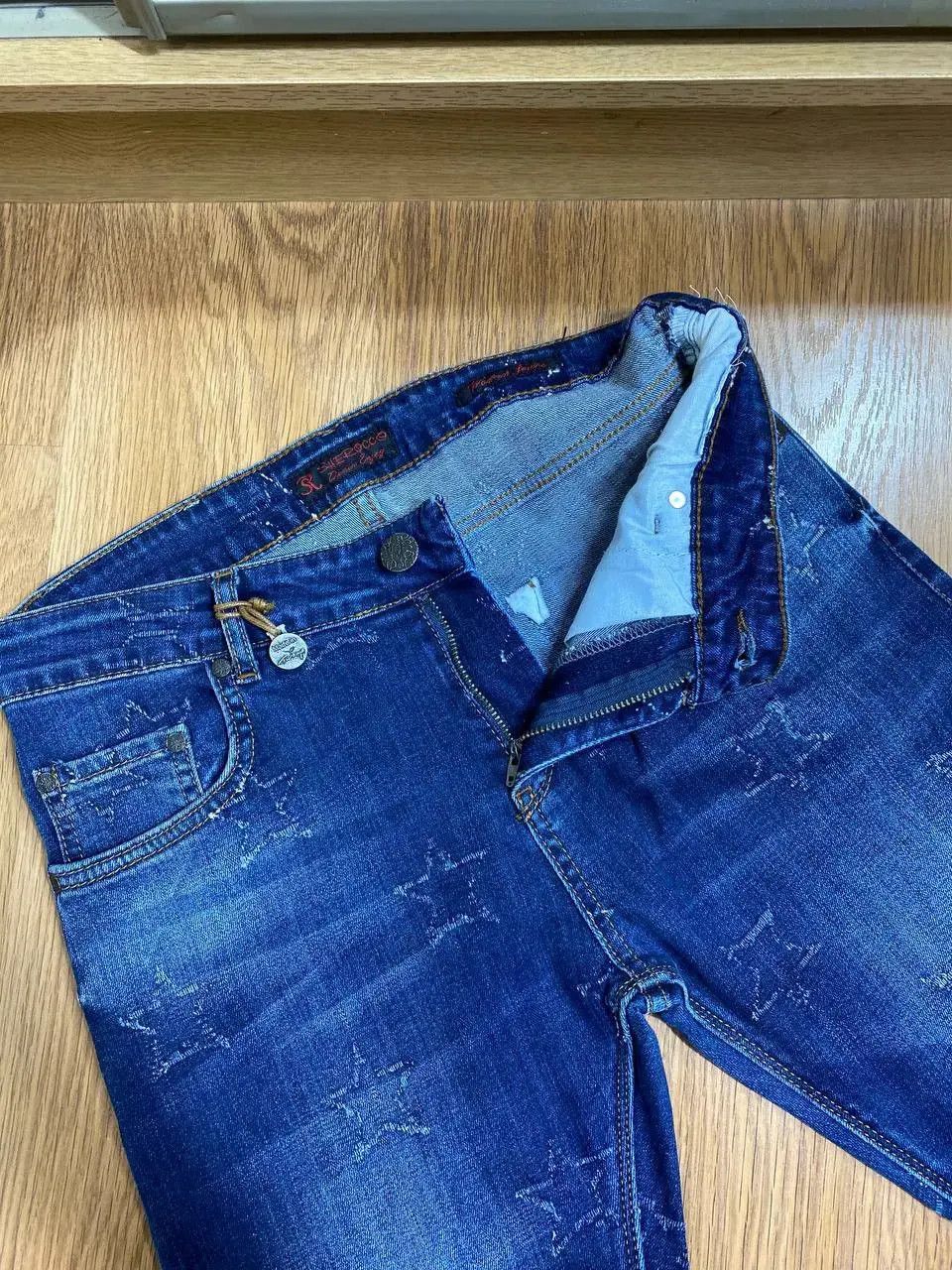 Japanese Brand Dirty Distressed Jeans Patchwork Painted Flared Baggy Size US 32 / EU 48 - 5 Thumbnail