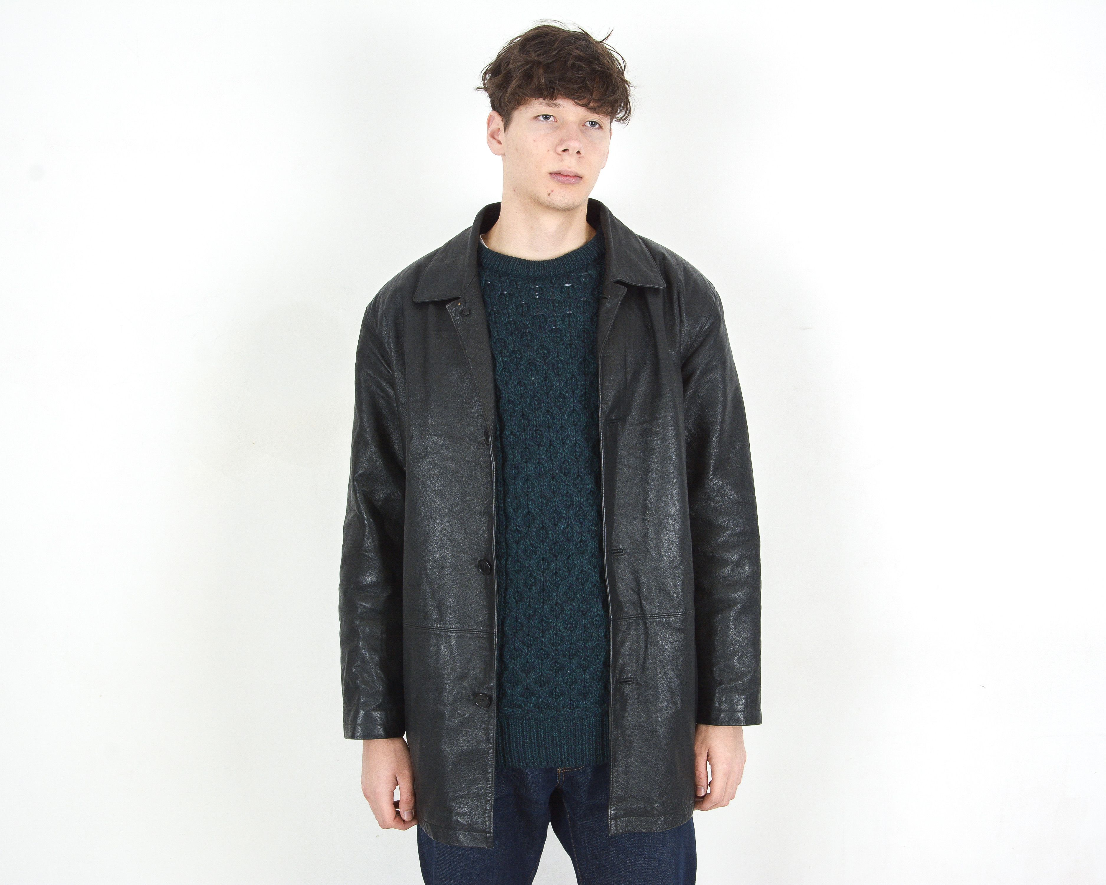 Vintage C. Comberti Leather Jacket Sz L men's, Coat Blazer UK 42 US Size US L / EU 52-54 / 3 - 1 Thumbnail
