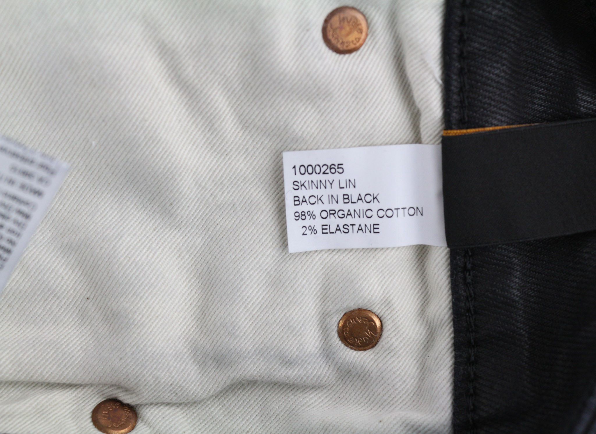 Nudie Jeans SKINNY LIN W27/L32 Black In Black Organic Cotton 80483 Size 27" / US 4 / IT 40 - 7 Thumbnail