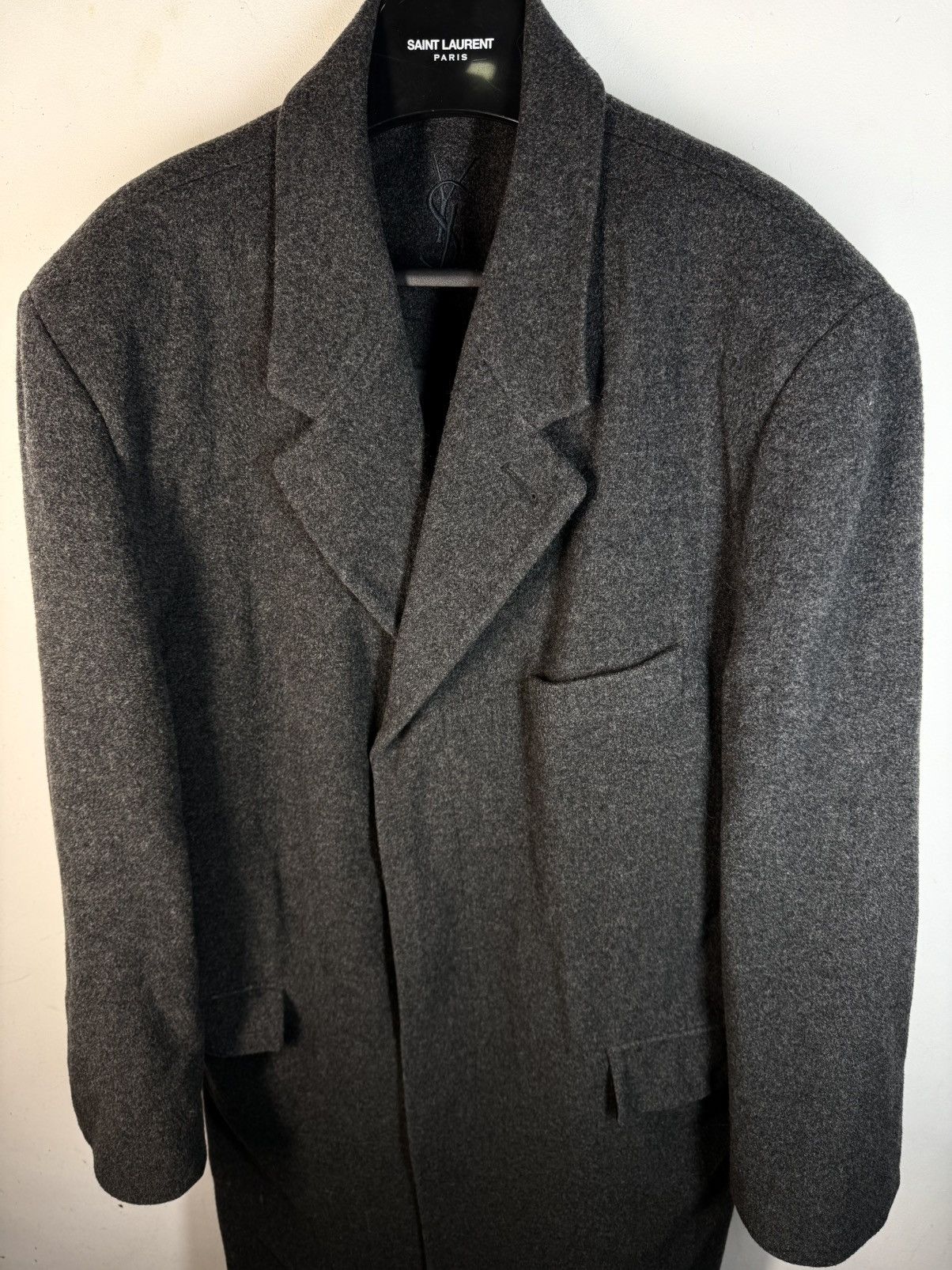 Yves Saint Laurent Grey Wool YSL Coat Heavy Soft Long Size US L / EU 52-54 / 3 - 16 Thumbnail