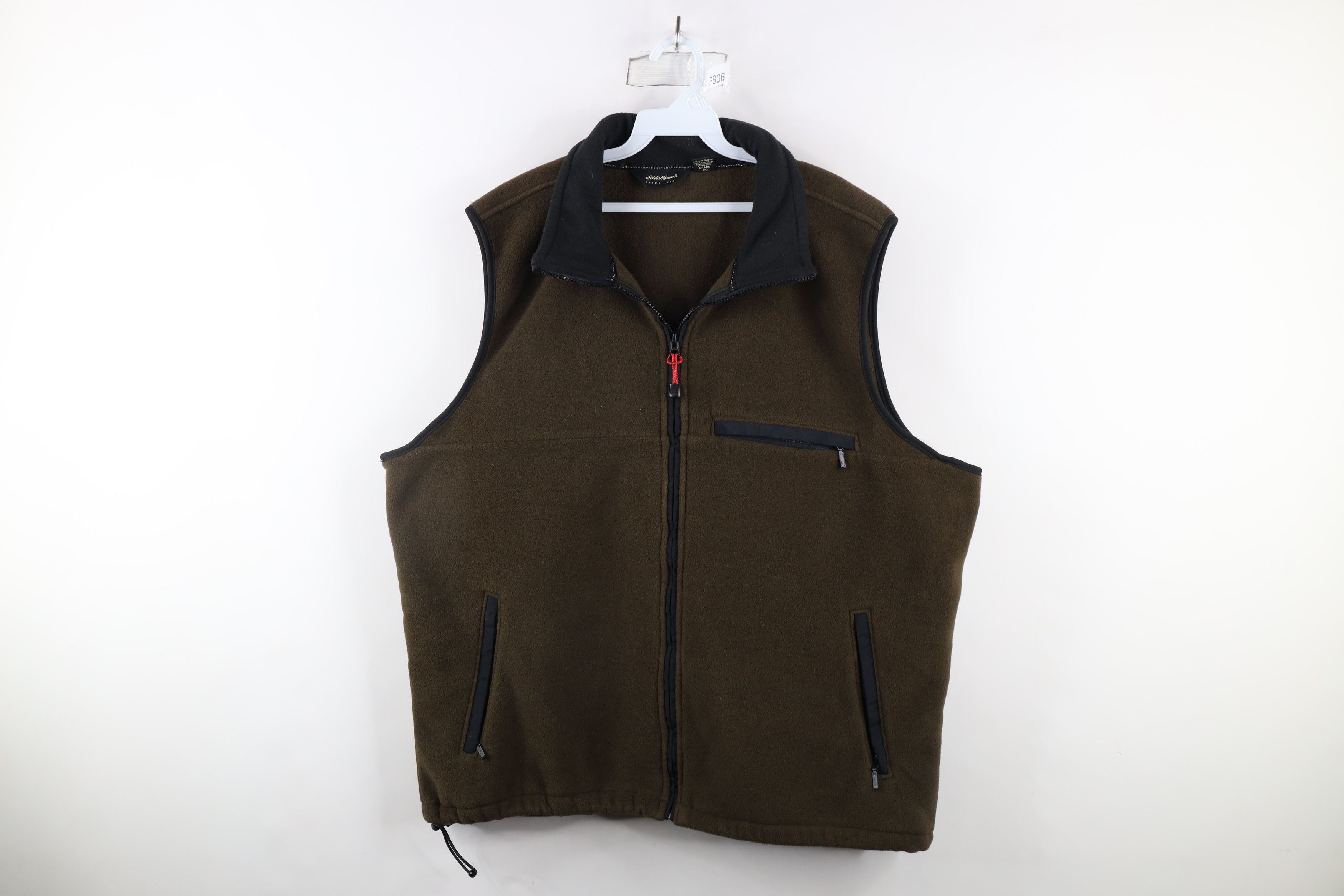 Eddie Bauer × Vintage Vintage 90s Eddie Bauer Fleece Vest Jacket Olive Green Size US XL / EU 56 / 4 - 1 Thumbnail