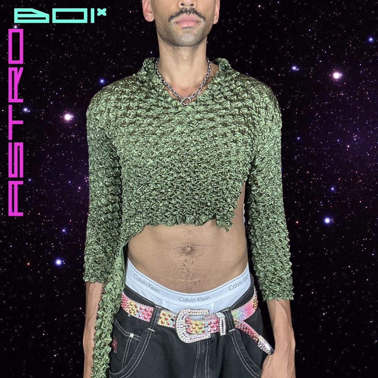 Other ASTROBOI* GREEN ASYMMETRIC PLEATED POPCORN CROPPED TOP Size US M / EU 48-50 / 2 - 1 Thumbnail