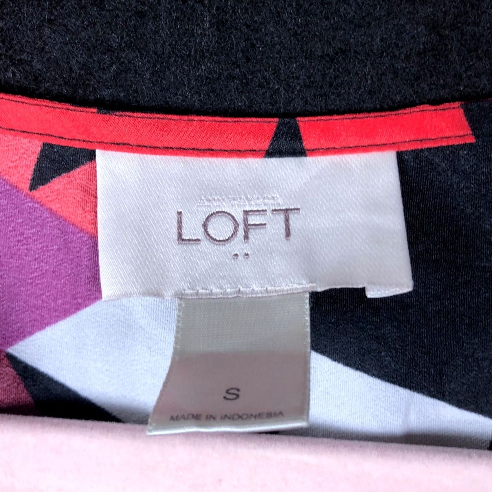 Ann Taylor Ann Taylor LOFT Blouse Womens Sleeveless Front Tie Small Multicolored Crew Neck Argyle/Diamond Pattern Chiffon Polyester Lightweight All Seasons Size S / US 4 / IT 40 - 6 Thumbnail