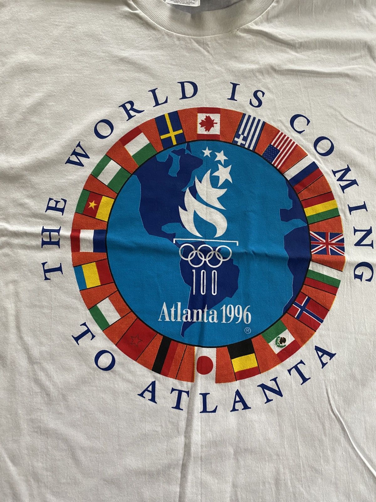 USA Olympics Vintage NWT 1996 Olympics Atlanta World Flags Tee New Size US XL / EU 56 / 4 - 2 Thumbnail